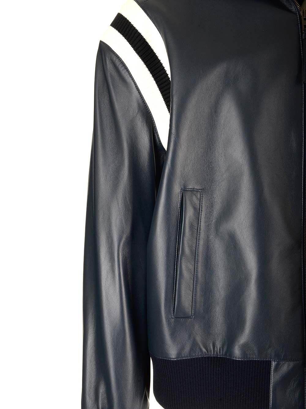 Lambskin Bomber Jacket Jackets Blue - 4