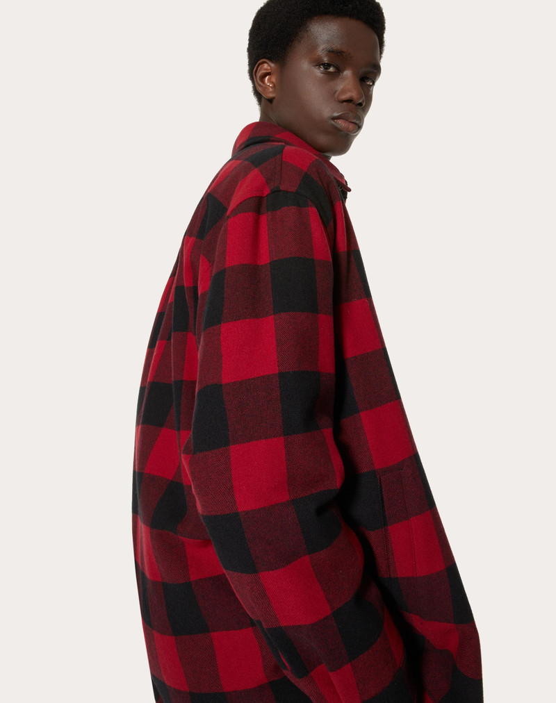 WOOL CHECK OVERSHIRT WITH VALENTINO EMBROIDERY 5