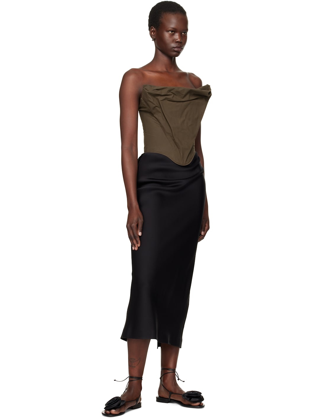 Brown Draped Strapless Corset - 4