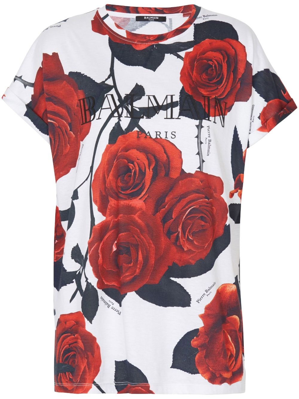 Roses-print cotton T-shirt - 1