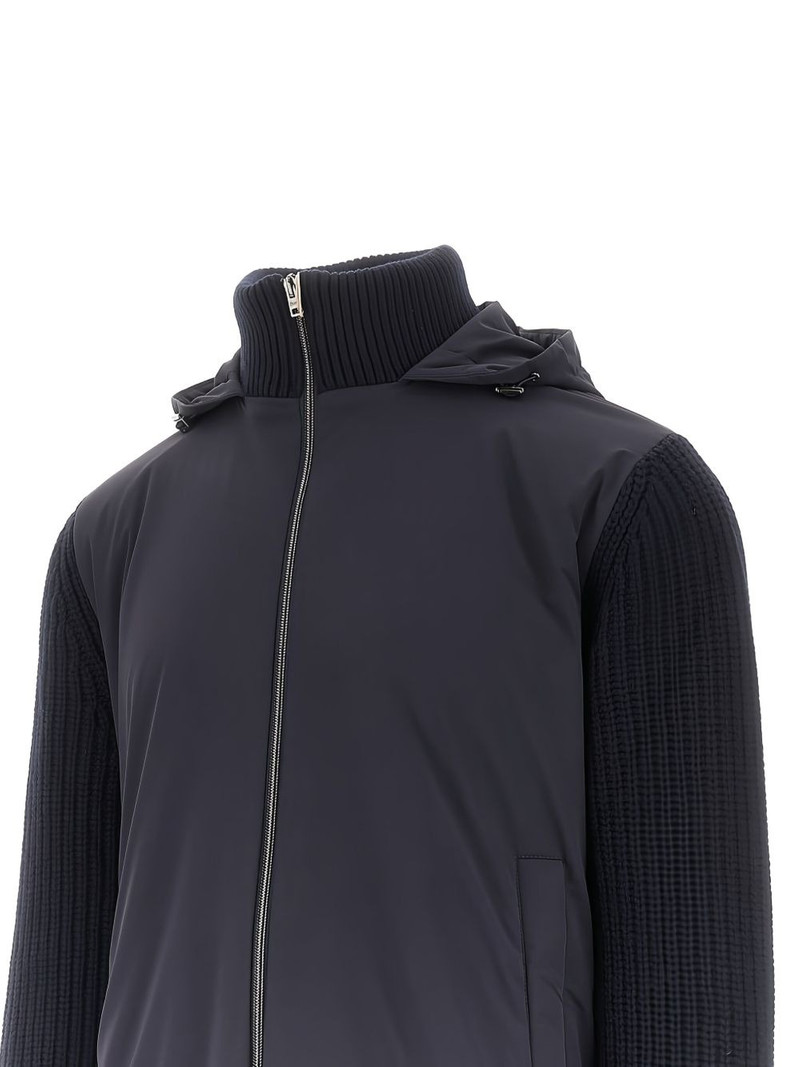 Herno hooded knitted-sleeve jacket outlook