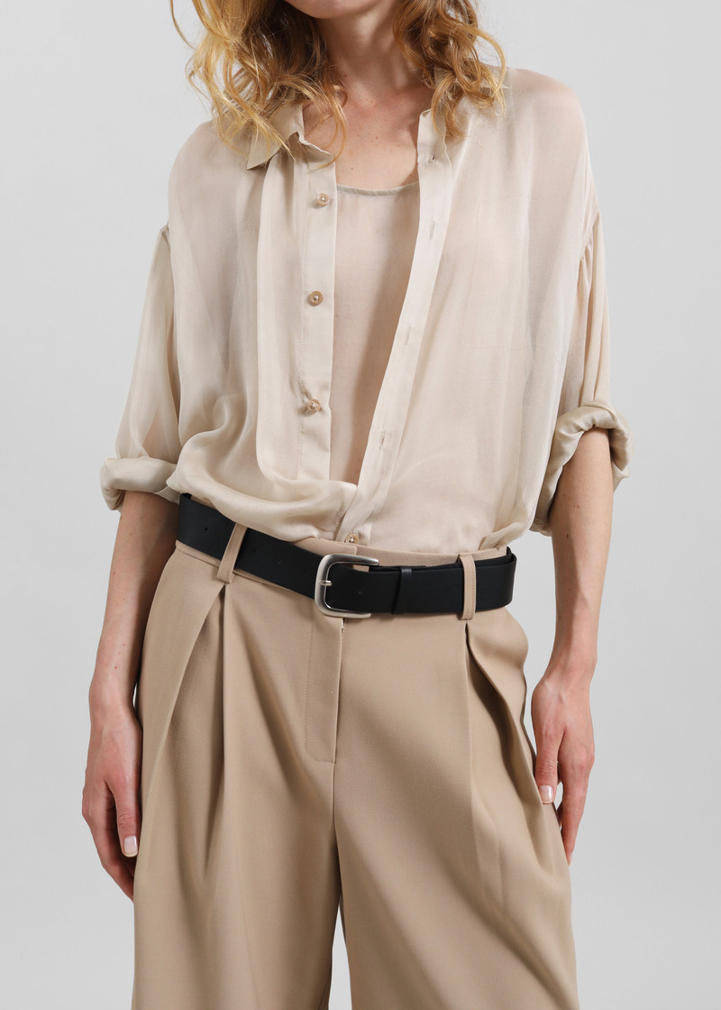 Oria Sheer Silk Chiffon Shirt - Beige 10