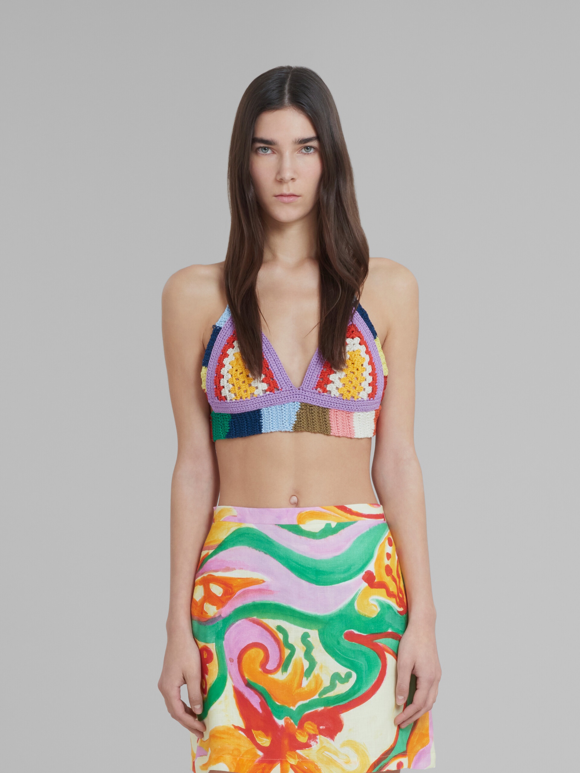 MARNI X NO VACANCY INN - MULTICOLOUR COTTON-KNIT TRIANGLE TOP - 2