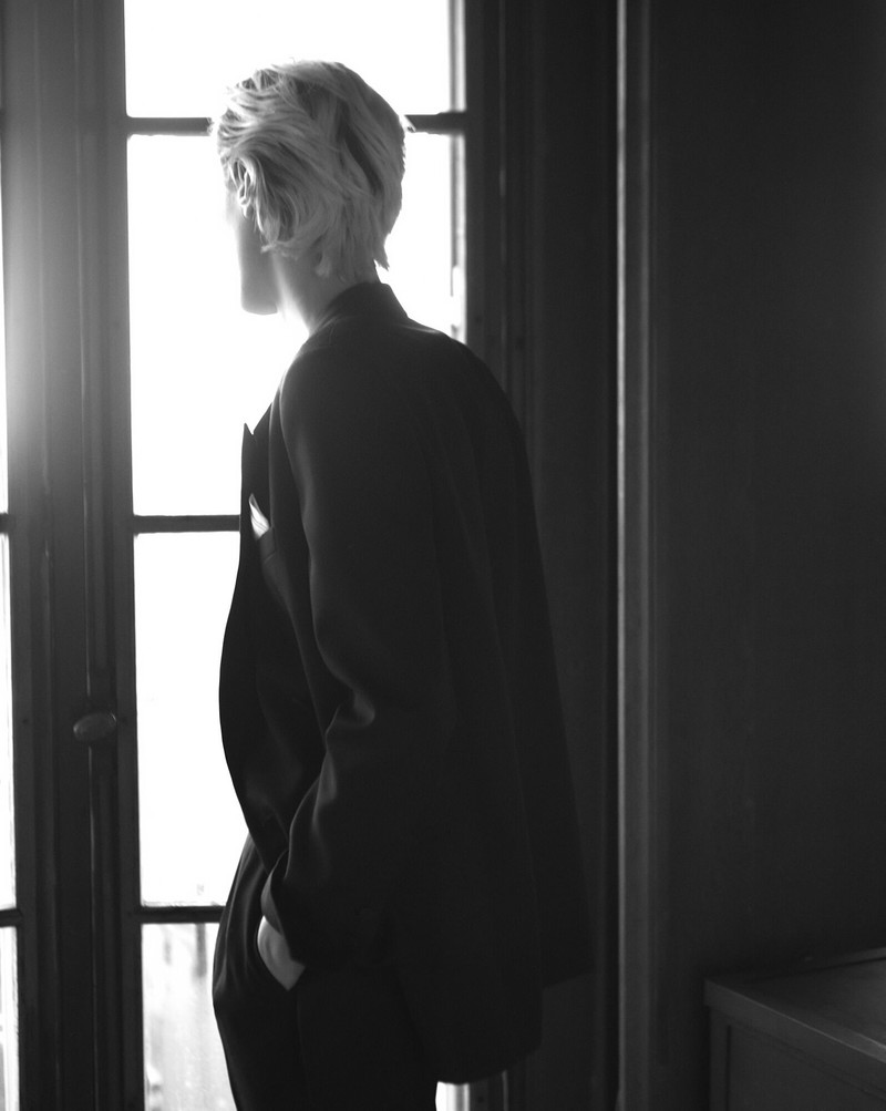 SAINT LAURENT double-breasted tuxedo jacket in grain de poudre outlook
