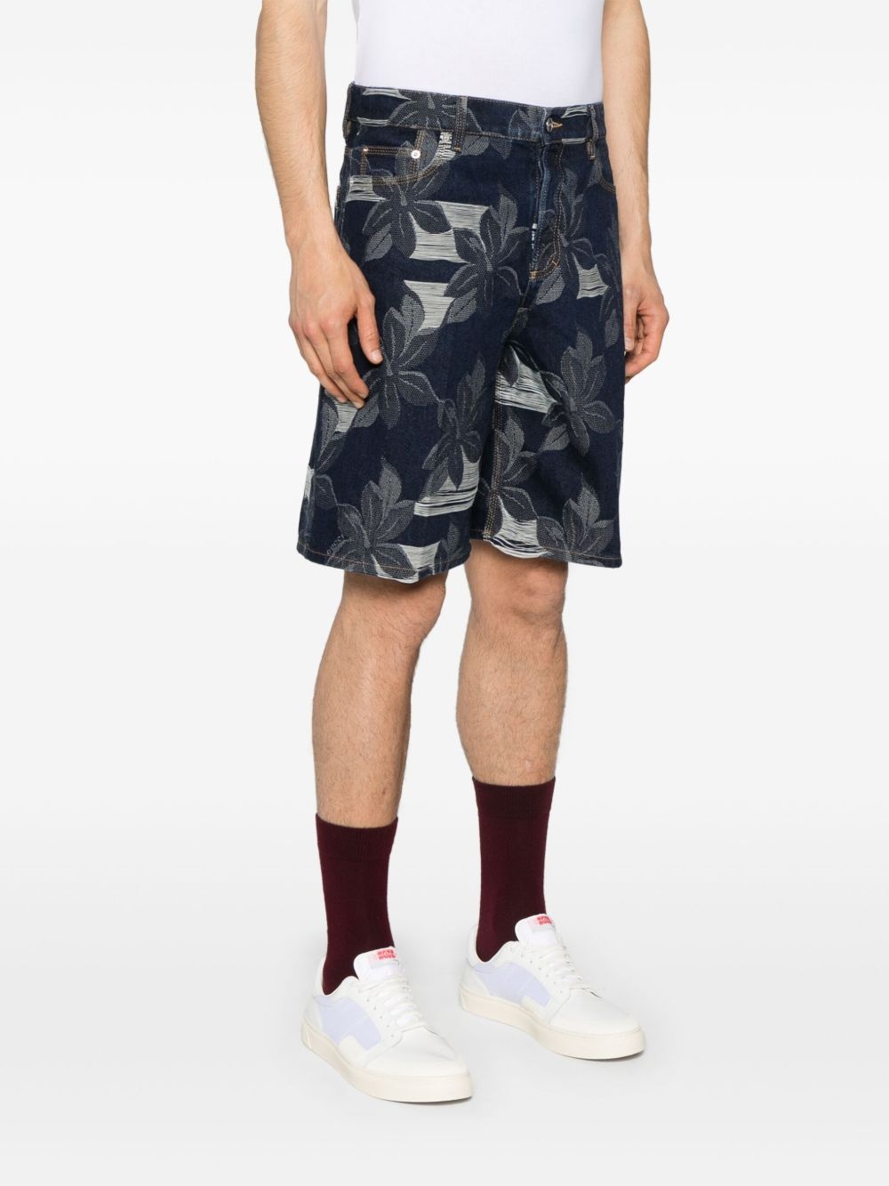 jacquard denim shorts - 3