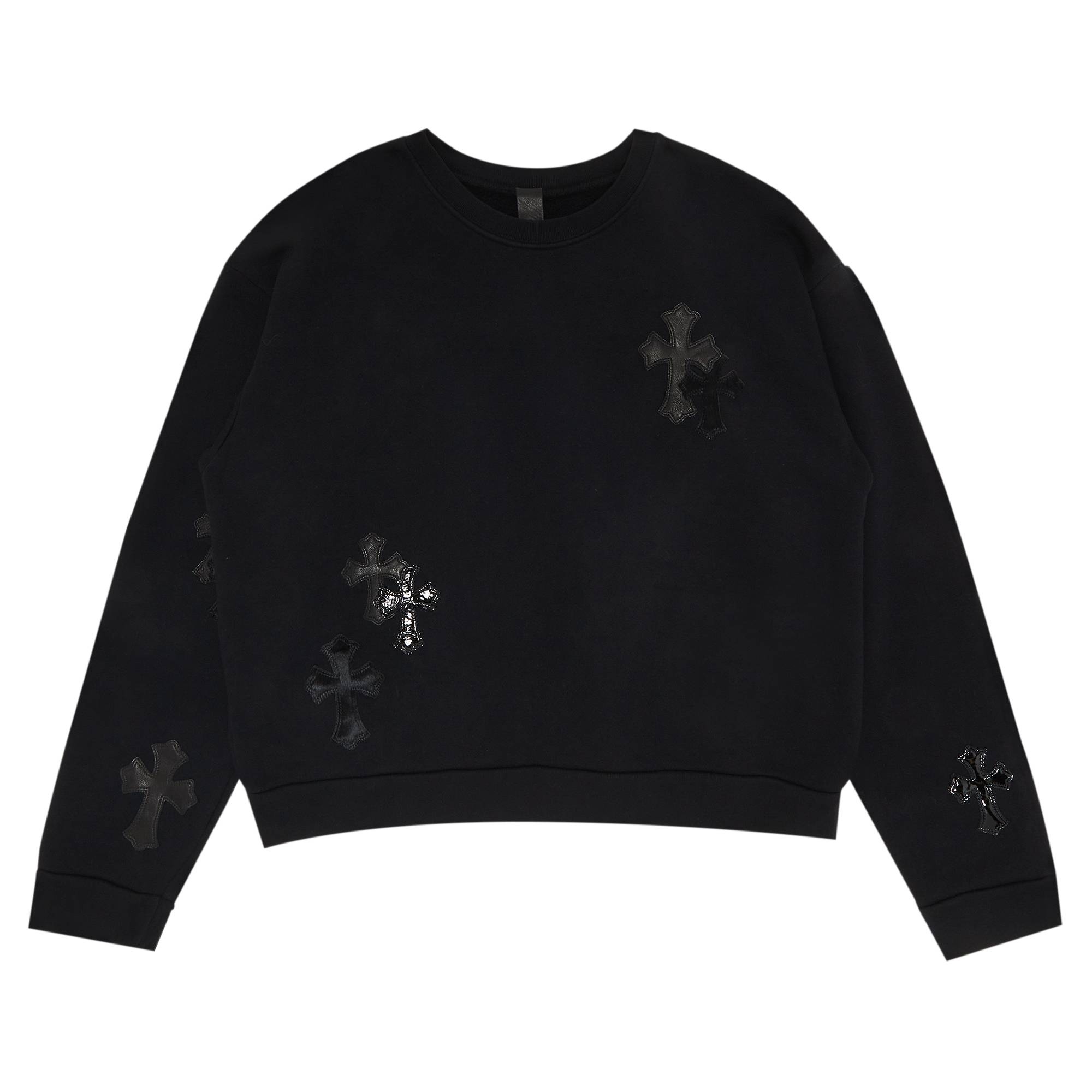 Chrome Hearts Ponyhair Multicross Patch Crewneck Sweater 'Black' - 1