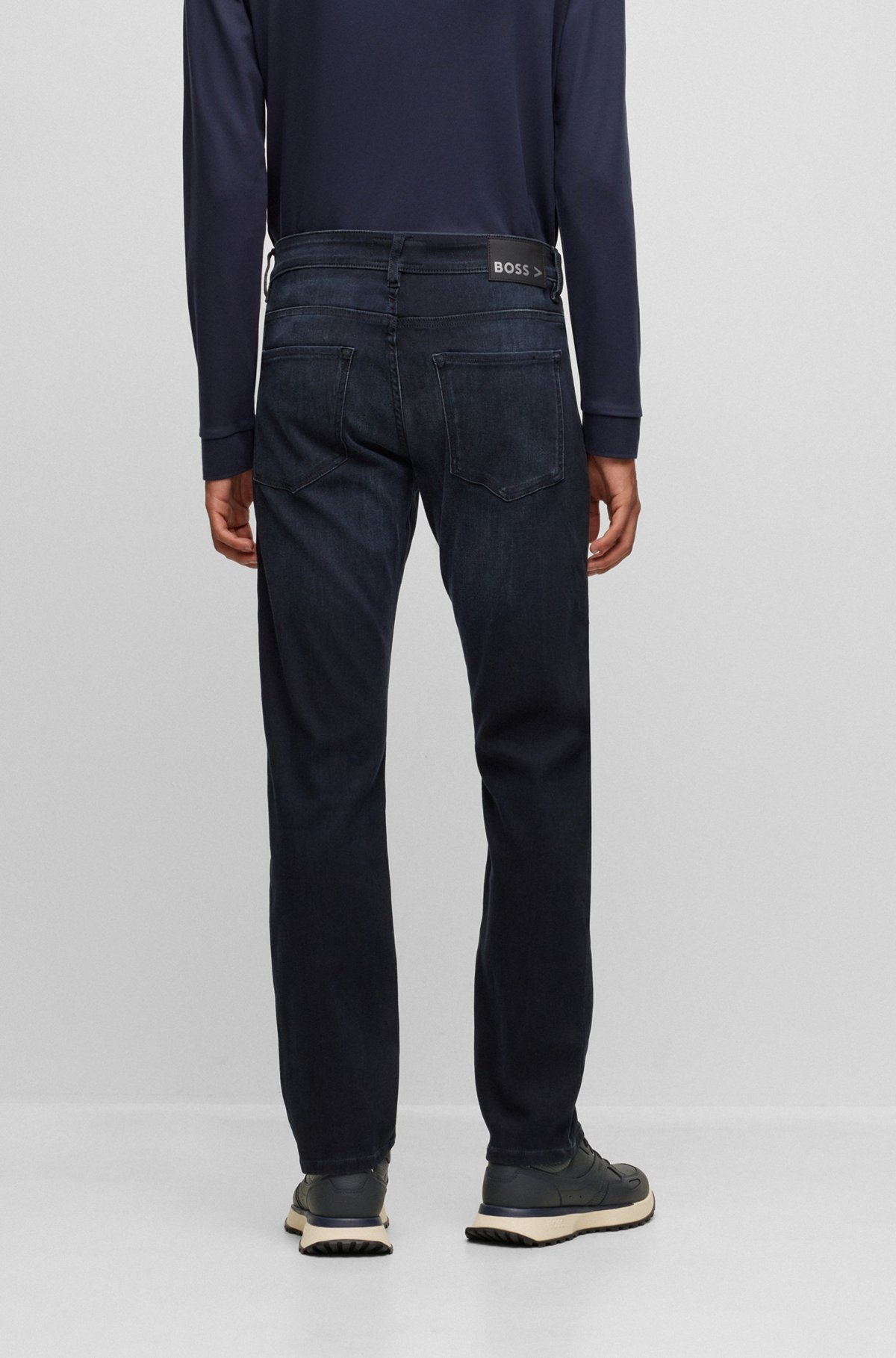 SLIM-FIT JEANS IN BLUE KNITTED DENIM - 4