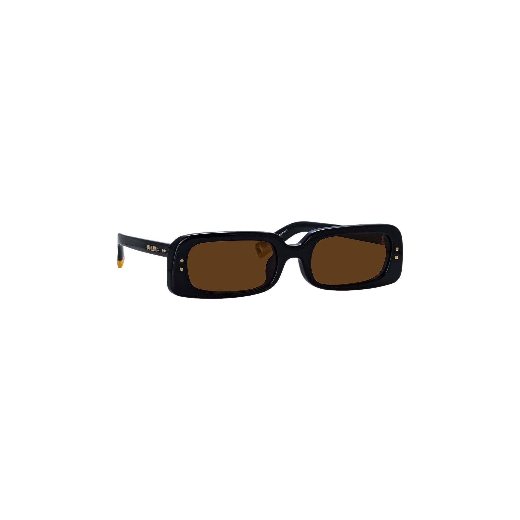 Jacquemus Azzurro Rectangular Sunglasses 'Black/Yellow Gold/Brown' - 3