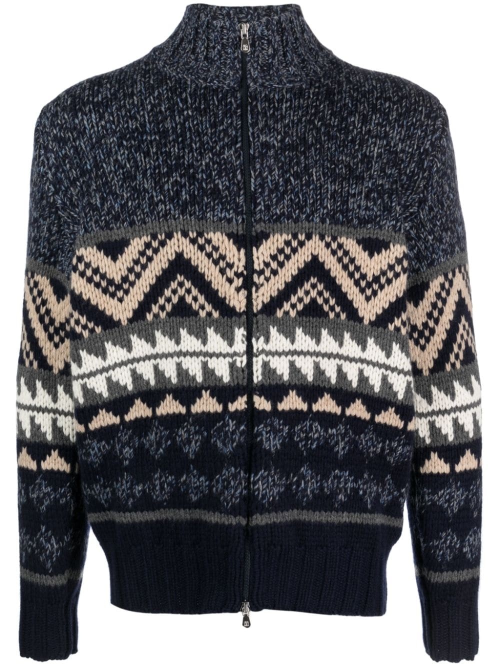 intarsia-knit cashmere cardigan - 1