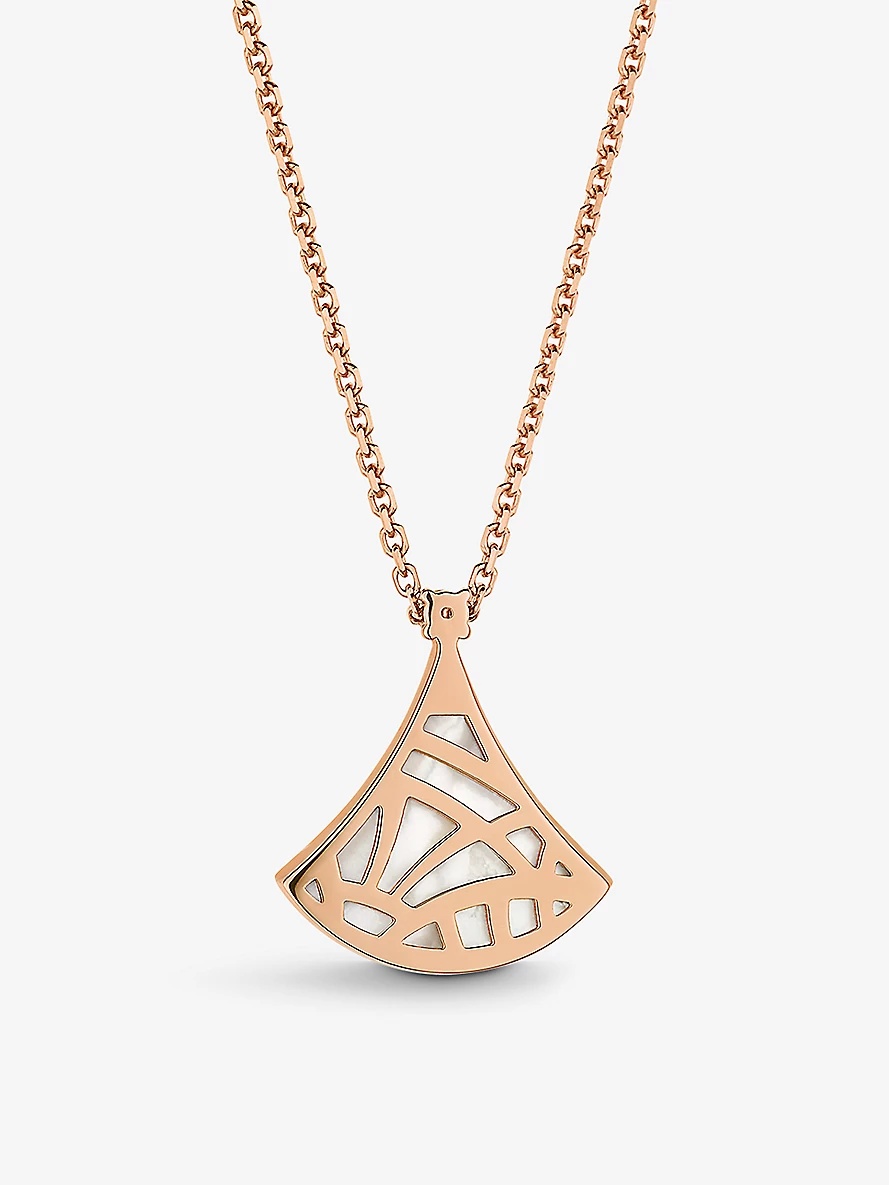 Divas’ Dream 18ct rose-gold, 0.03ct brilliant-cut diamond and mother-of-pearl pendant necklace - 4