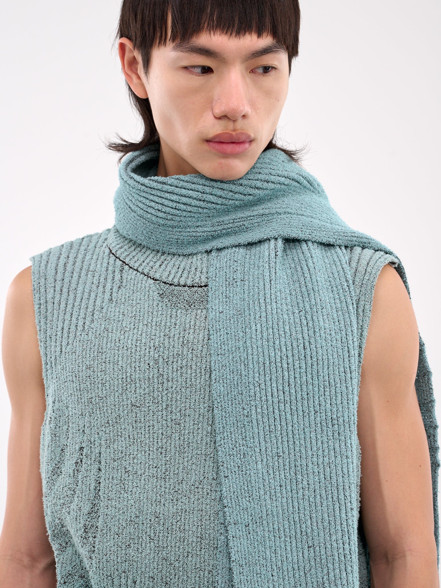 Scarf Collar Knit Sweater Vest - 5