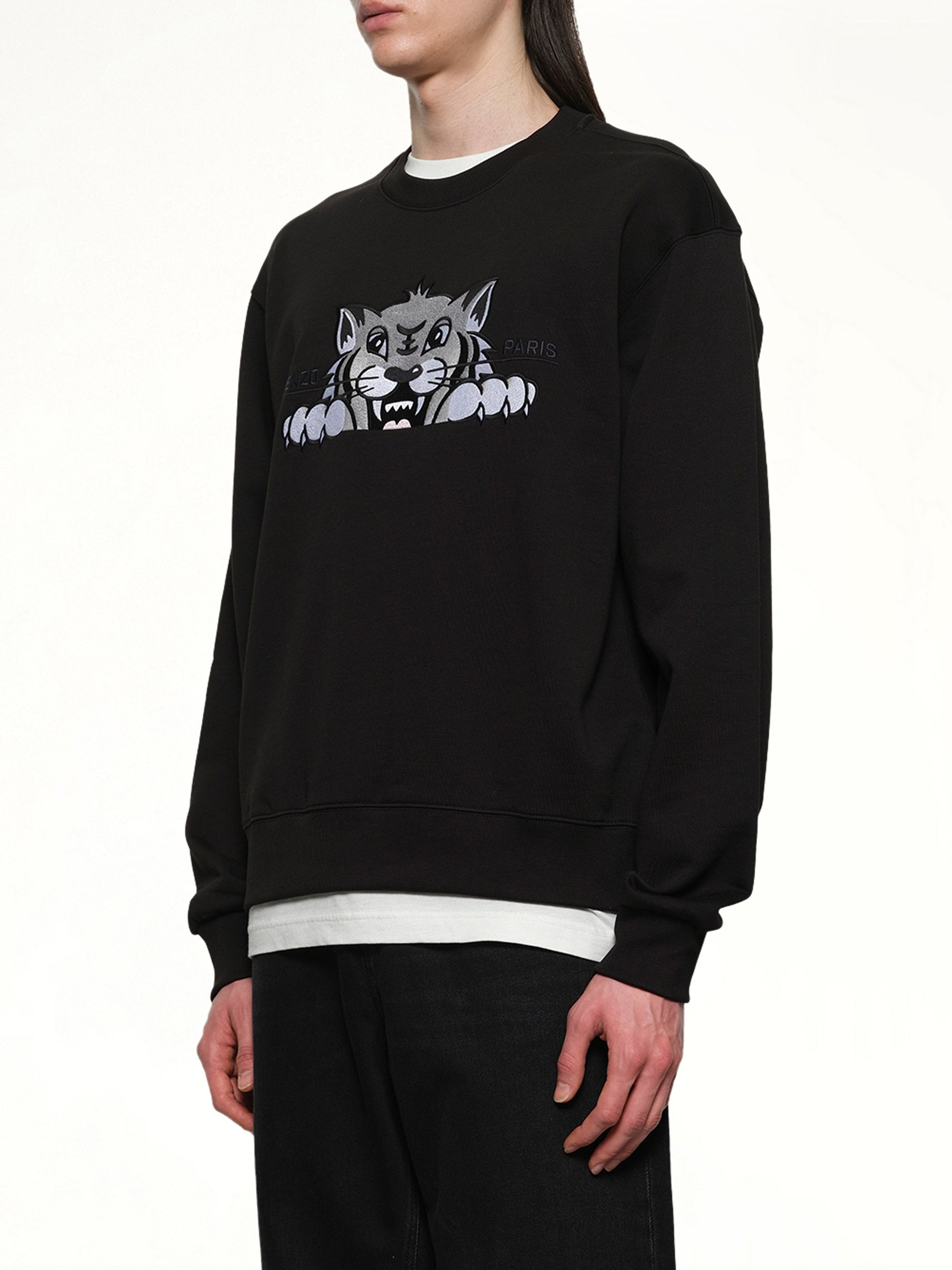 Kenzo Happy Tiger Embroidered Classic Sweatshirt in Black - 3