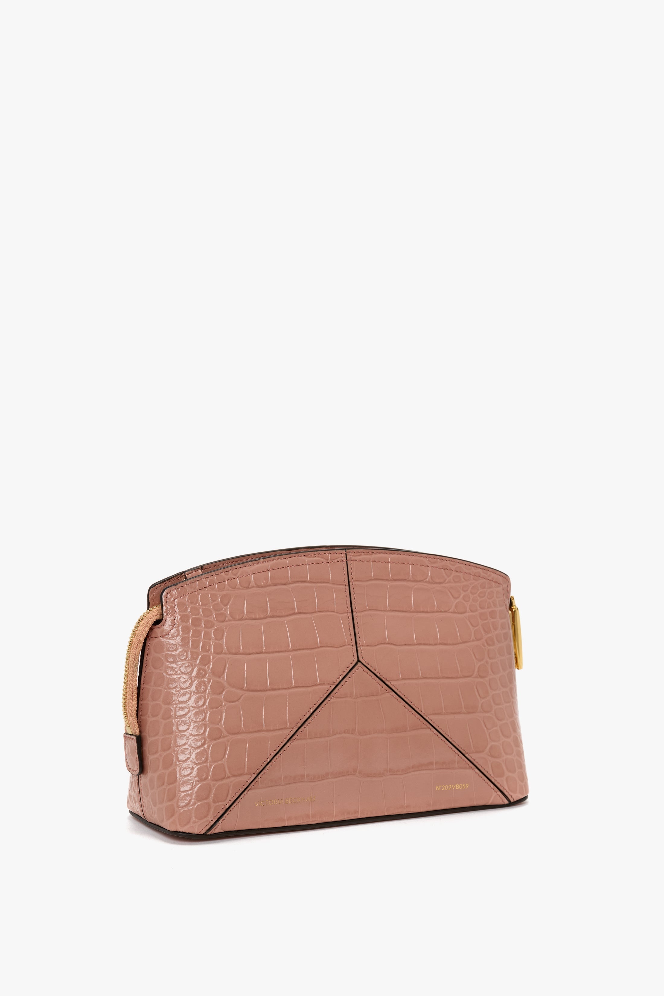 Victoria Crossbody Bag In Blush Pink Croc Embossed Leather - 3