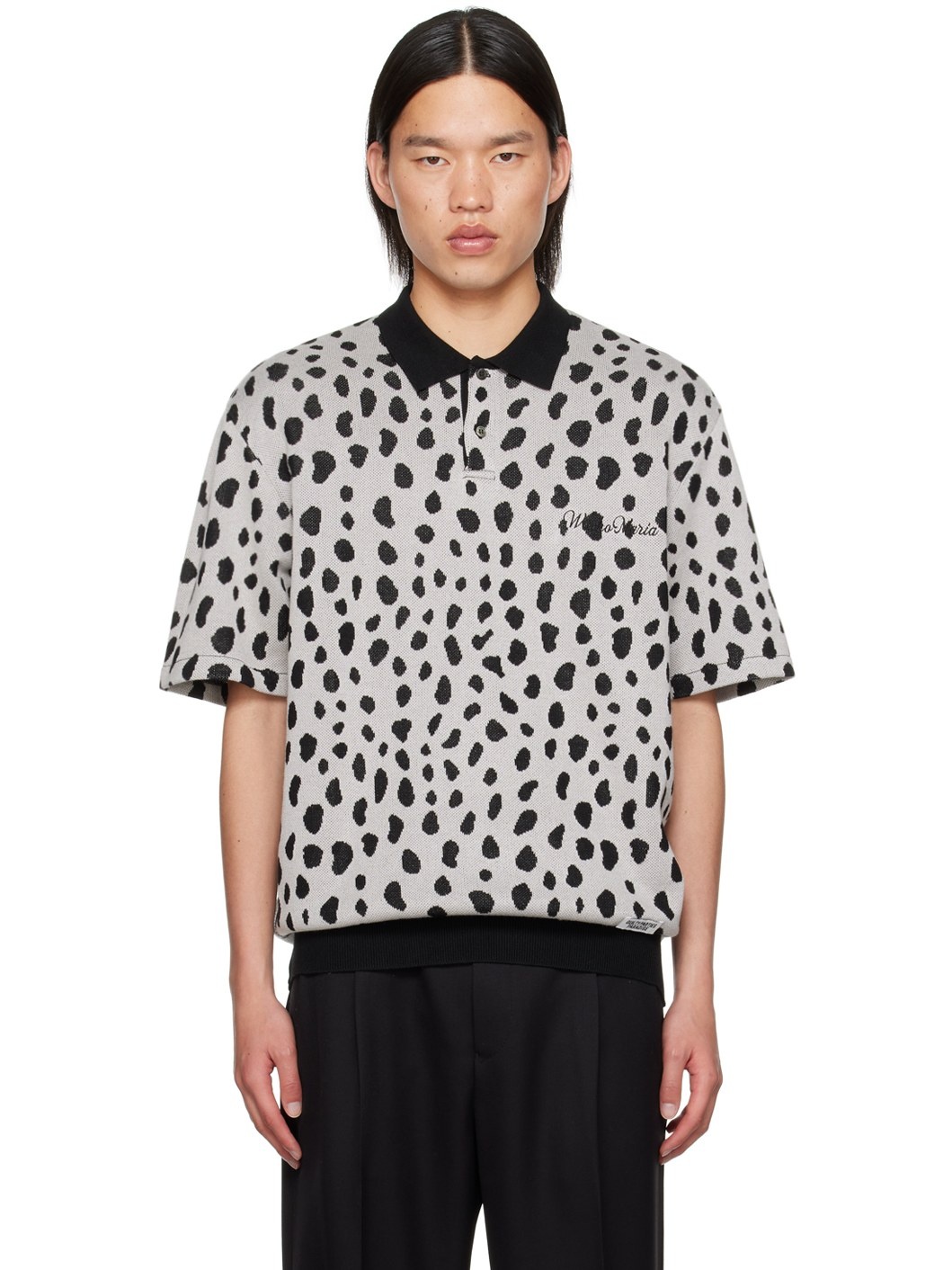 Black & Gray Leopard Polo - 1