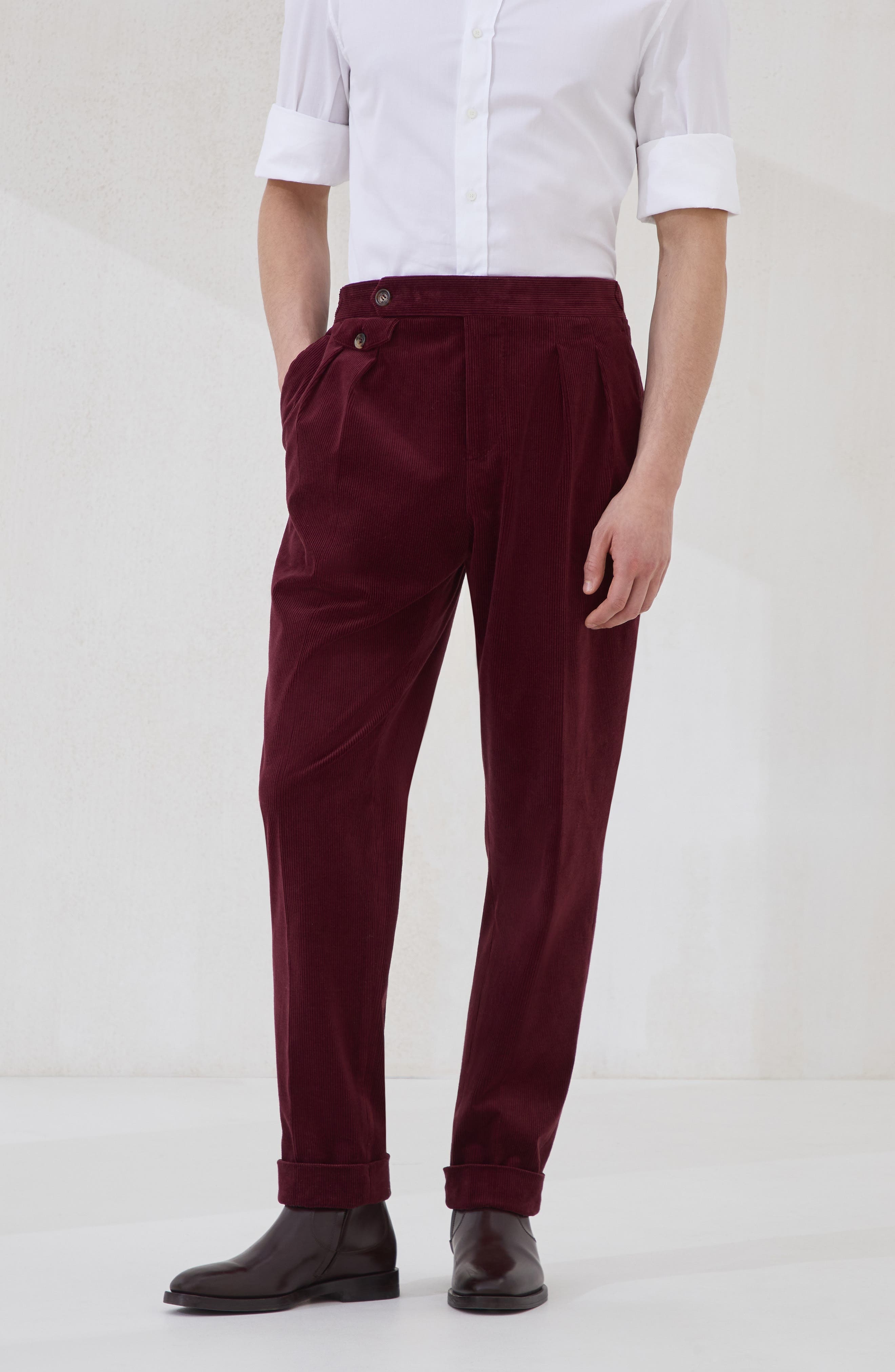 Brunello Cucinelli Trousers with double pleats and tabs in Amaranth at Nordstrom - 2