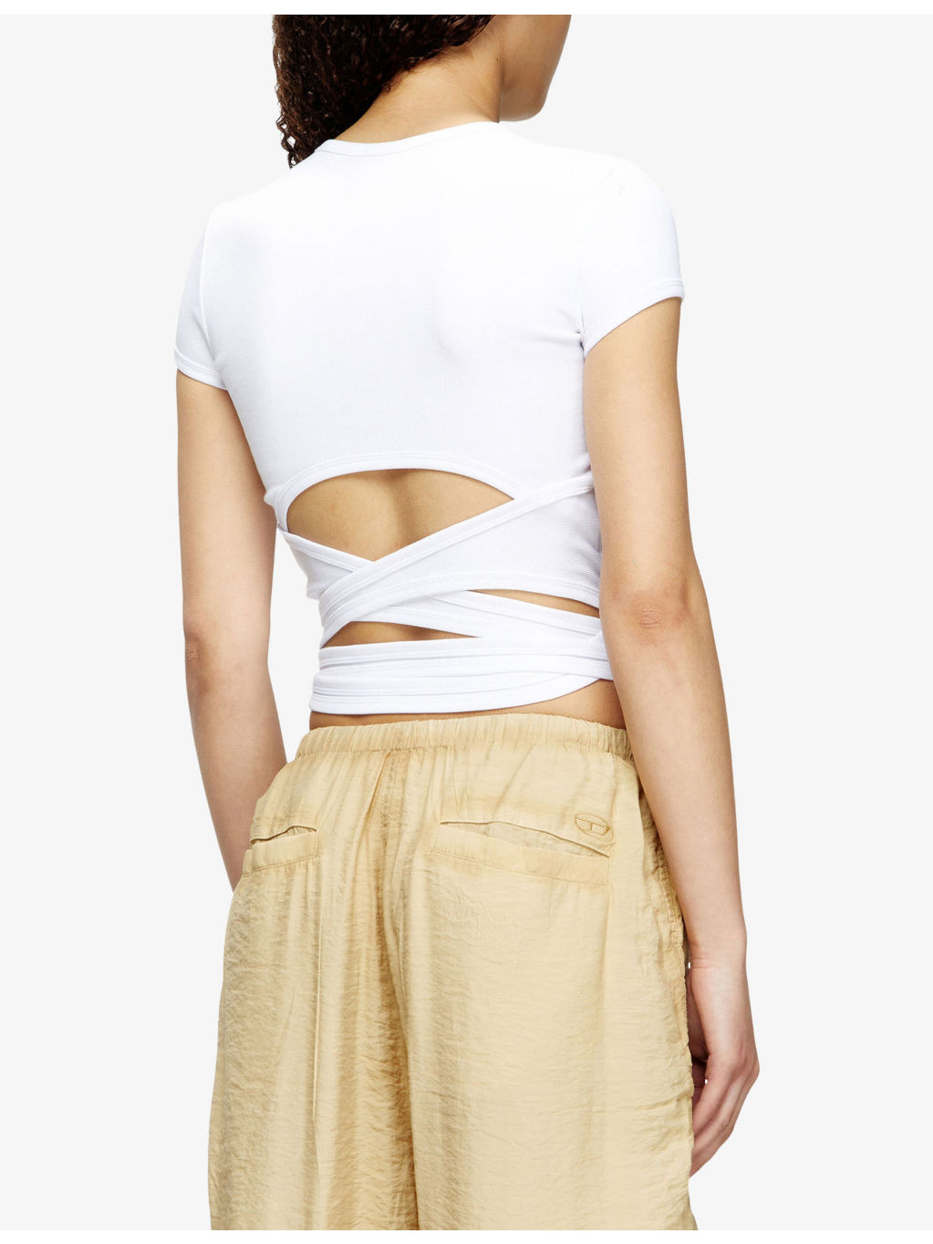 T-Bunny-Tail Wrap-Around Cotton-Jersey T-Shirt - 4