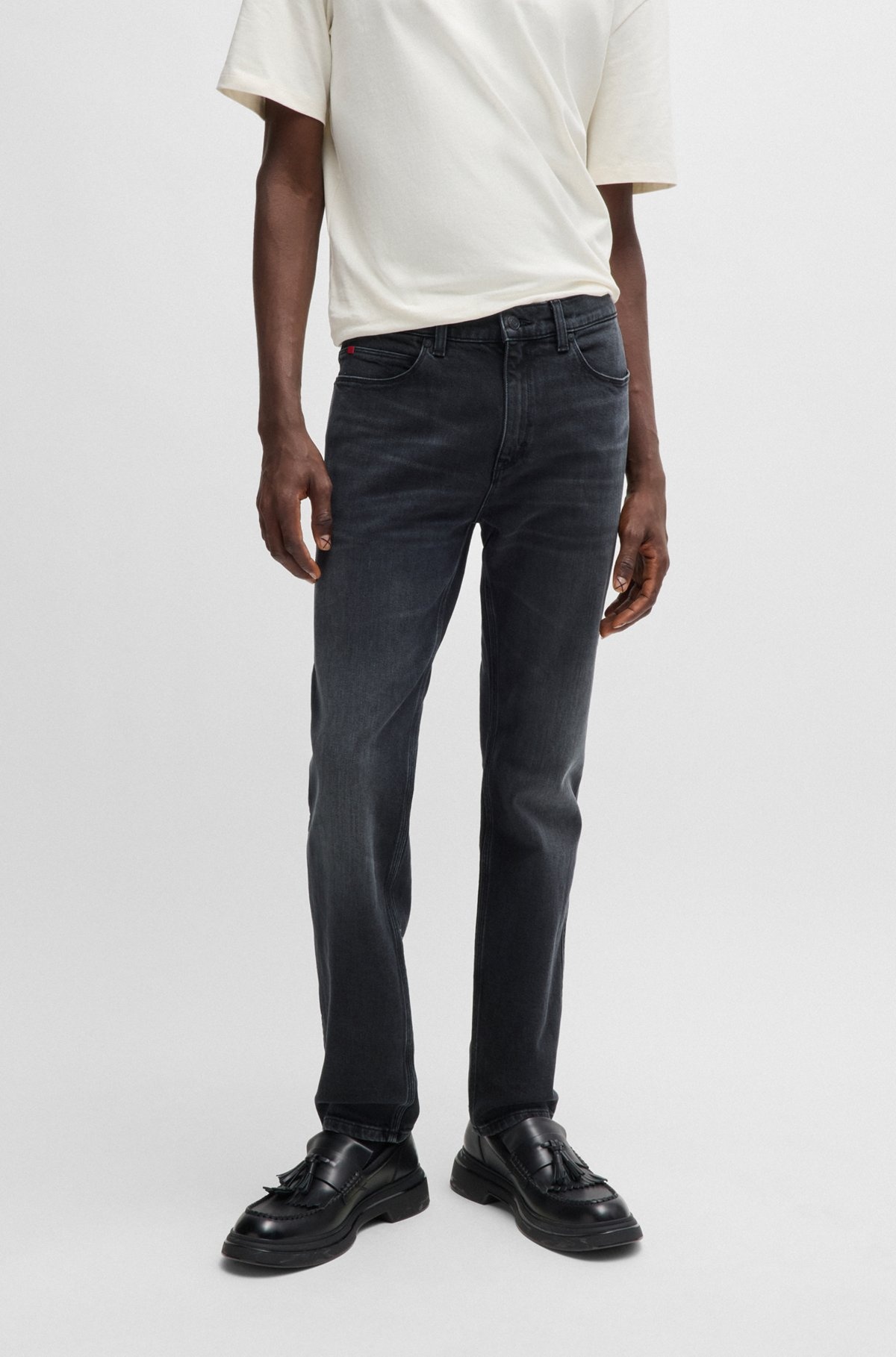 SLIM-FIT JEANS IN BLACK STRETCH DENIM - 2