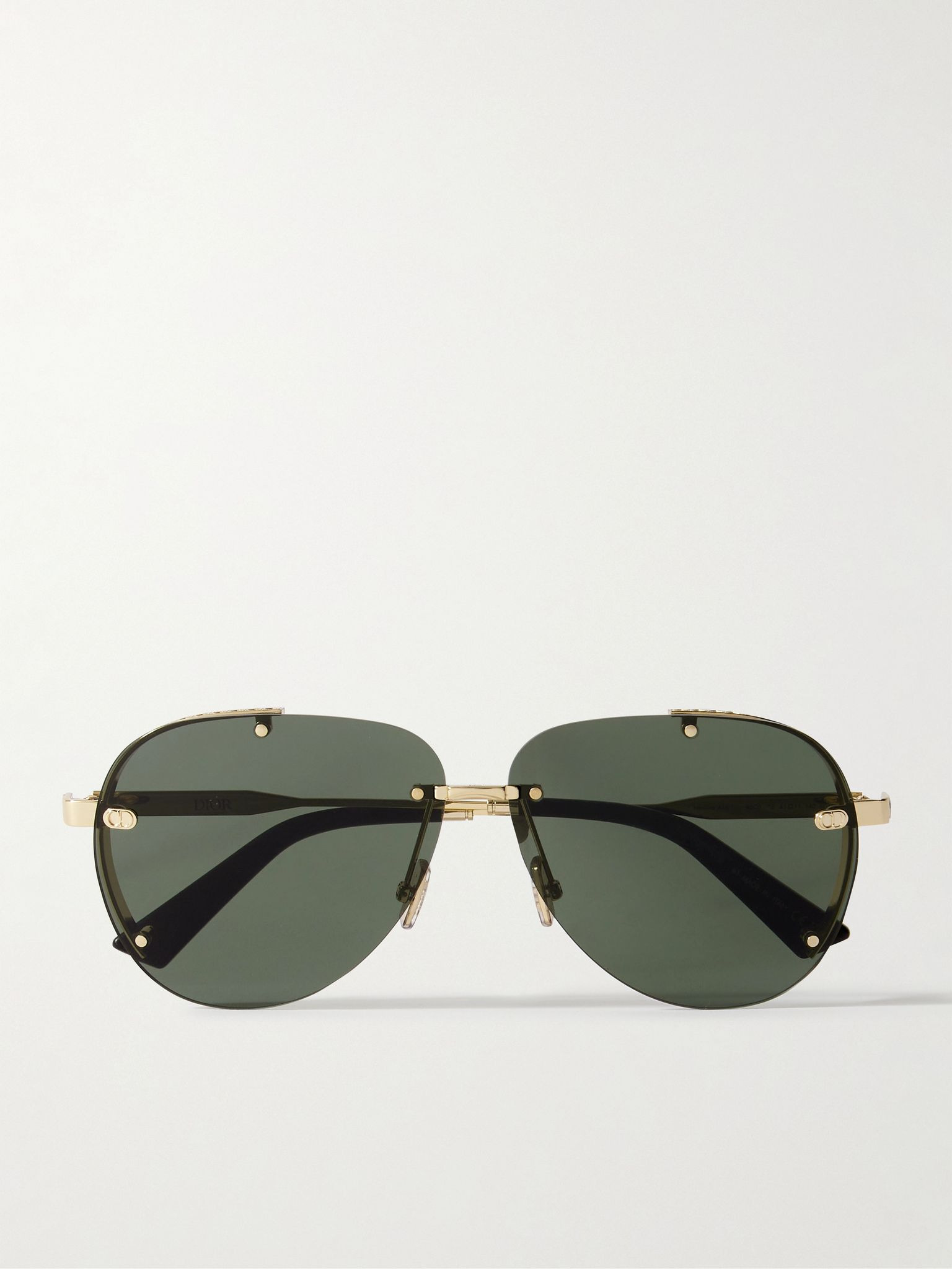 NeoDior A1U Aviator-Style Guilloché Gold-Tone Sunglasses Gold - 1