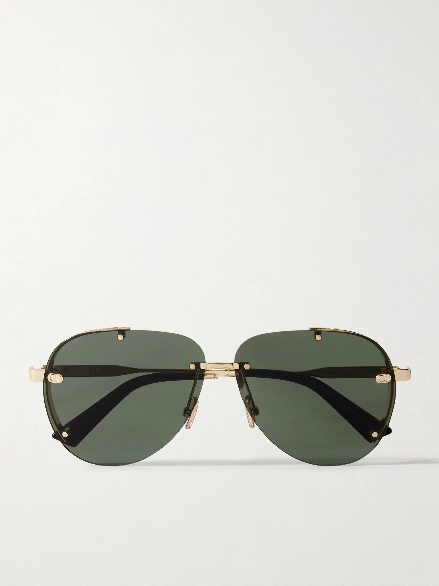 NeoDior A1U Aviator-Style Guilloché Gold-Tone Sunglasses Gold - 1