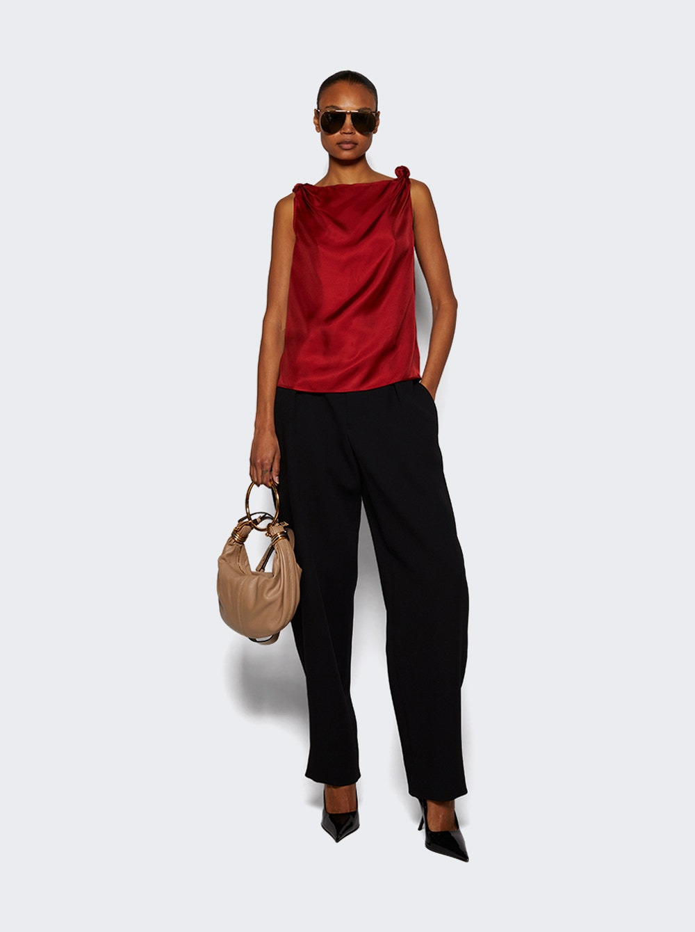 Remy Draped Sleeveless Top Tomato - 5