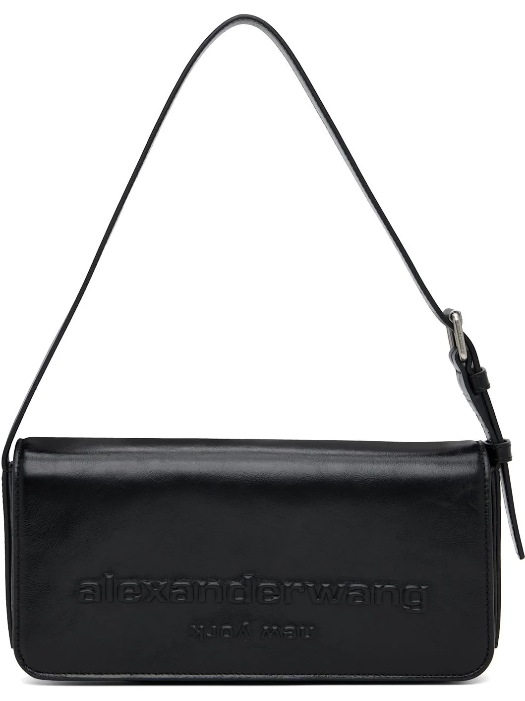 Black Punch Flap Shoulder Bag - 1