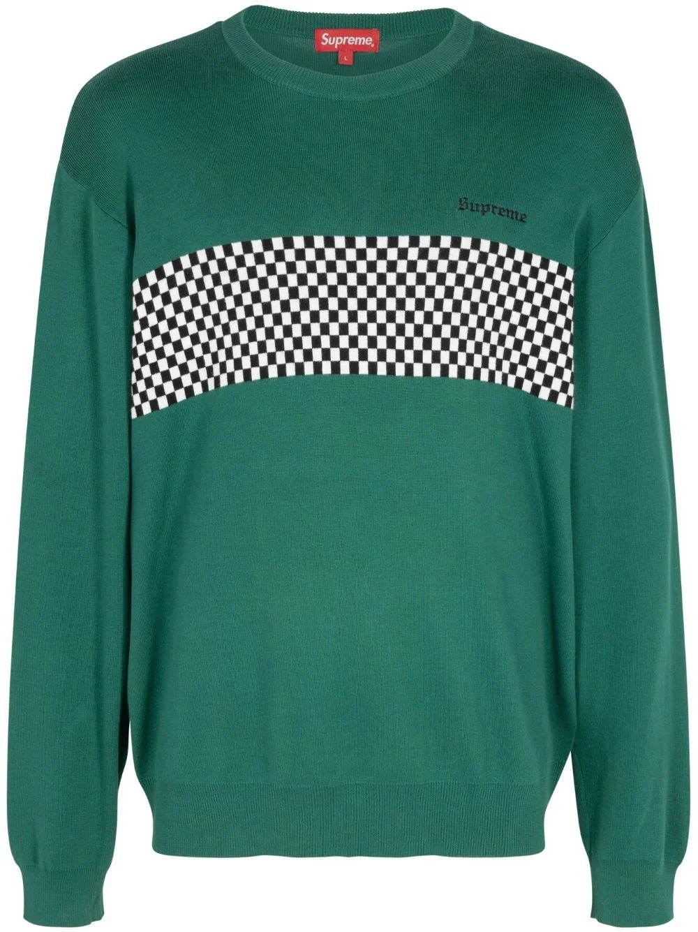 checkered panel 승무원 목 스웨터 - 1