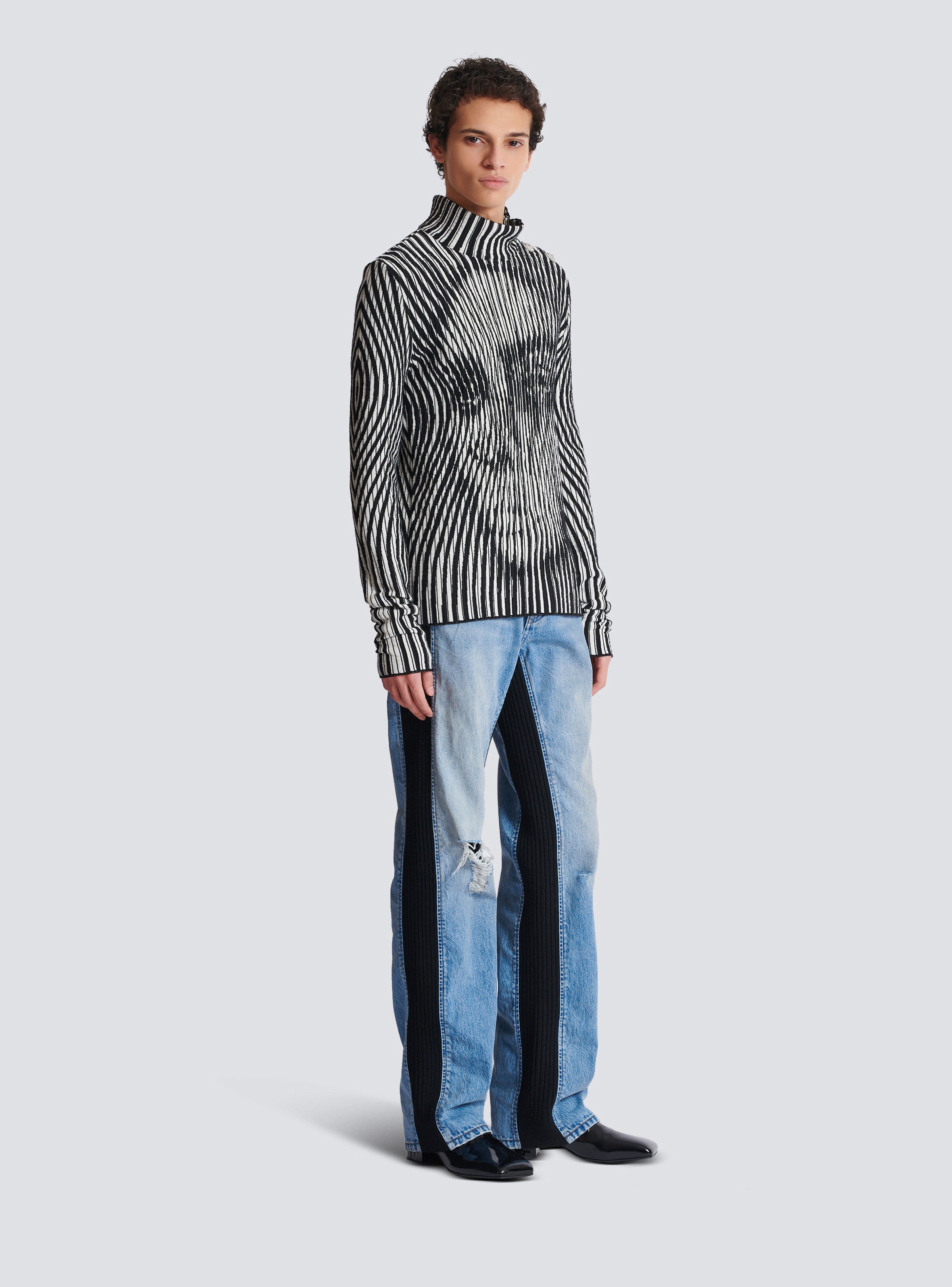 Face two-tone knit jumper - 3
