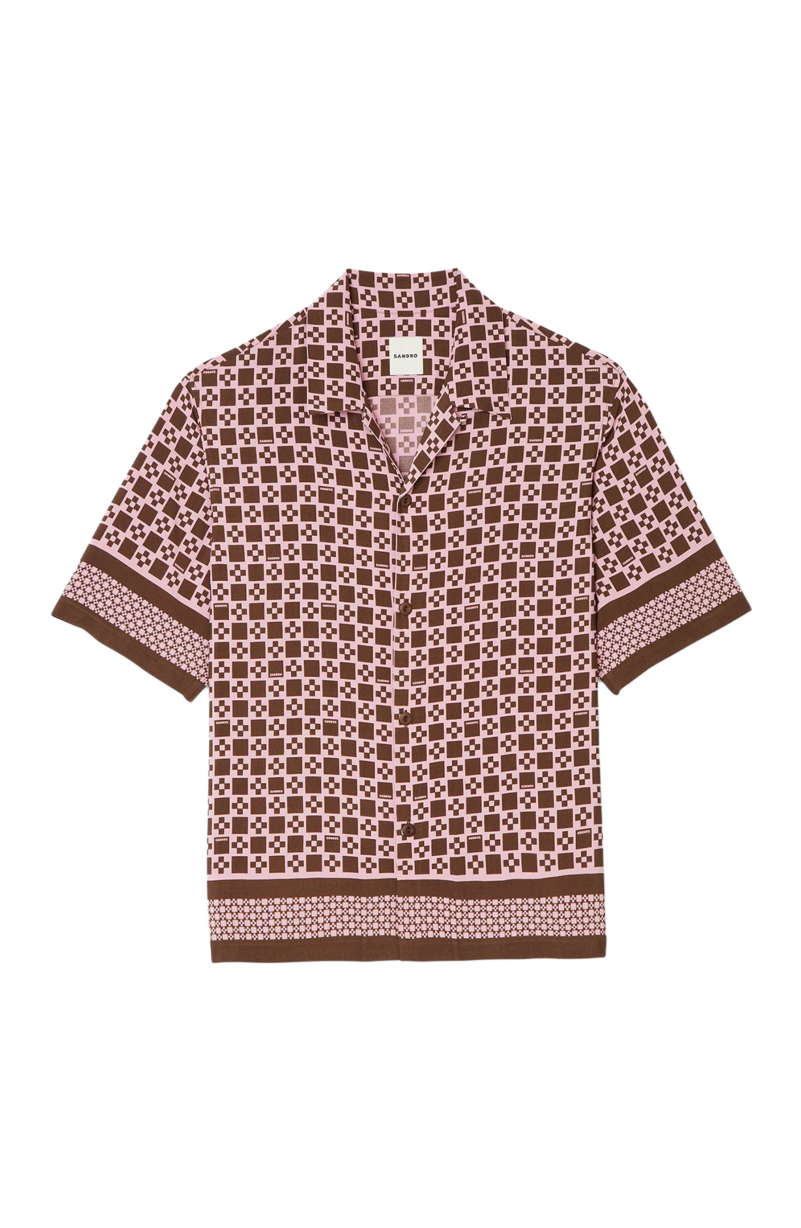 SANDRO Square Cross motif flowing blouse in Baby Pink at Nordstrom - 5