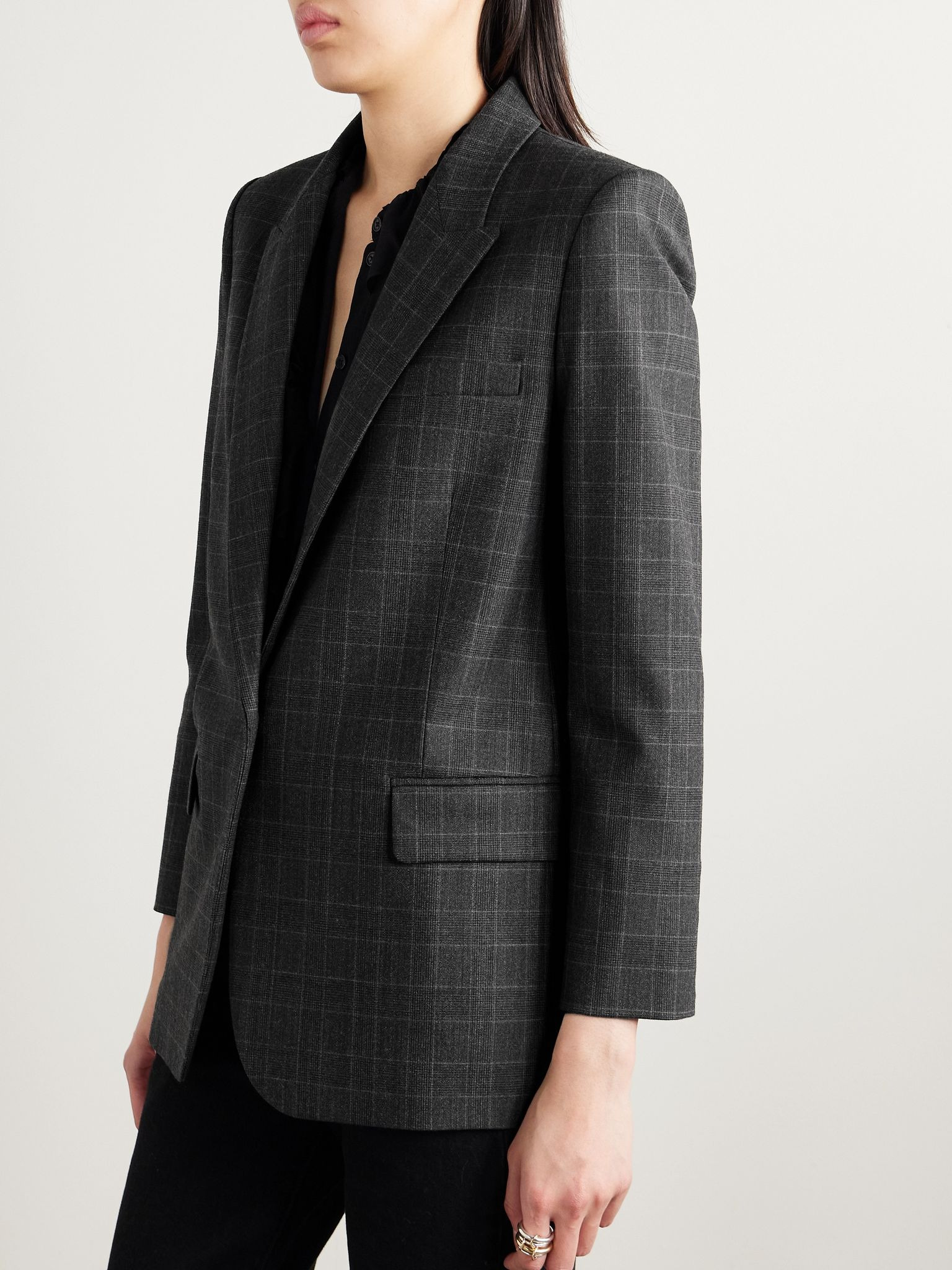 Diane checked wool-blend blazer Dark gray - 3