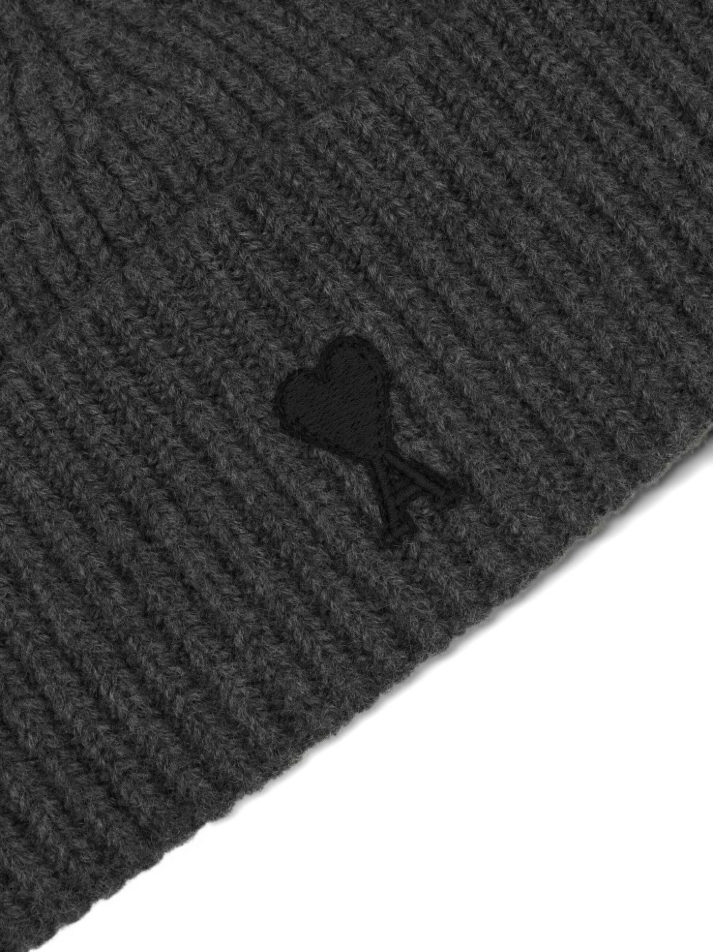 ribbed heart-logo beanie hat - 3