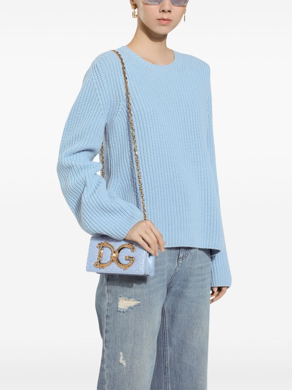 DG-logo plaque cashmere jumper - 5