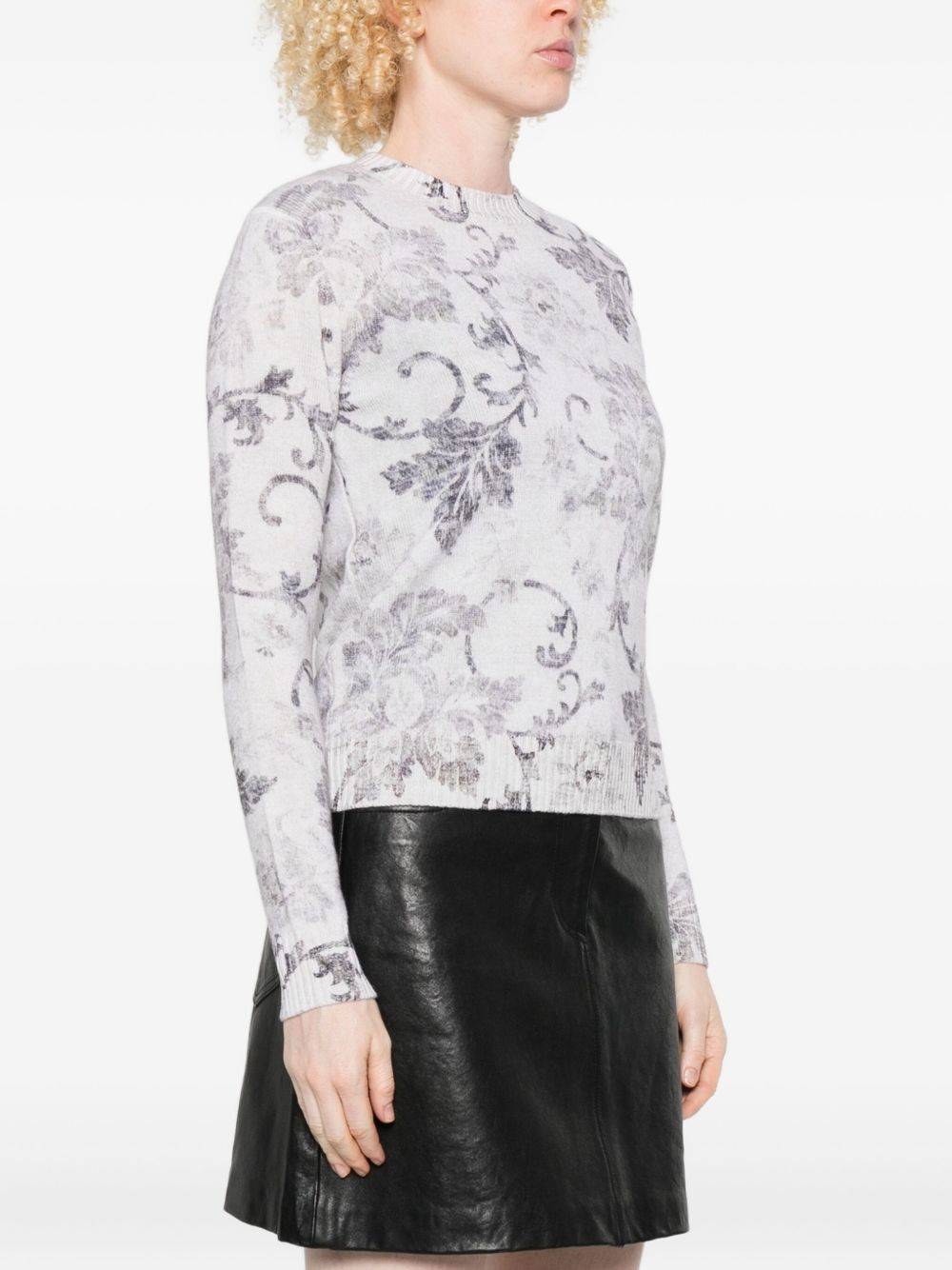 floral-pattern long-sleeve sweater - 3