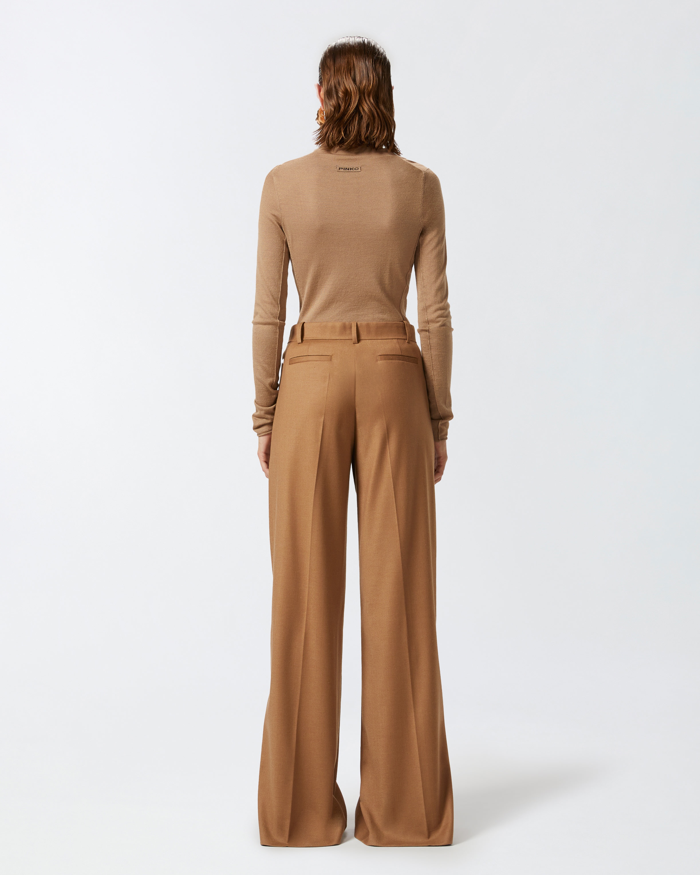 STRETCH WOOL FLANNEL PALAZZO TROUSERS - 4