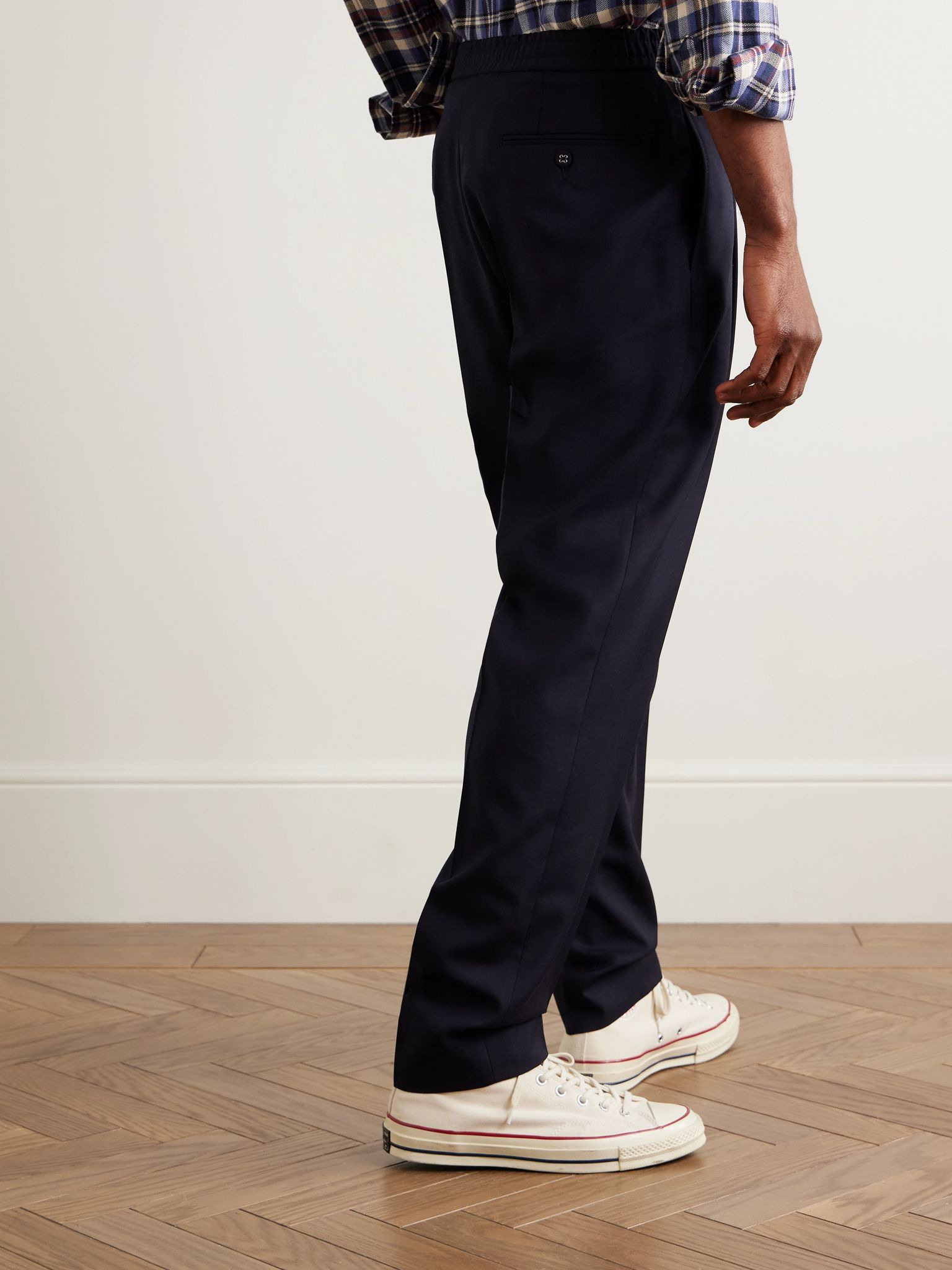 Drew Tapered Pleated Virgin Wool-Crepe Trousers Navy - 4