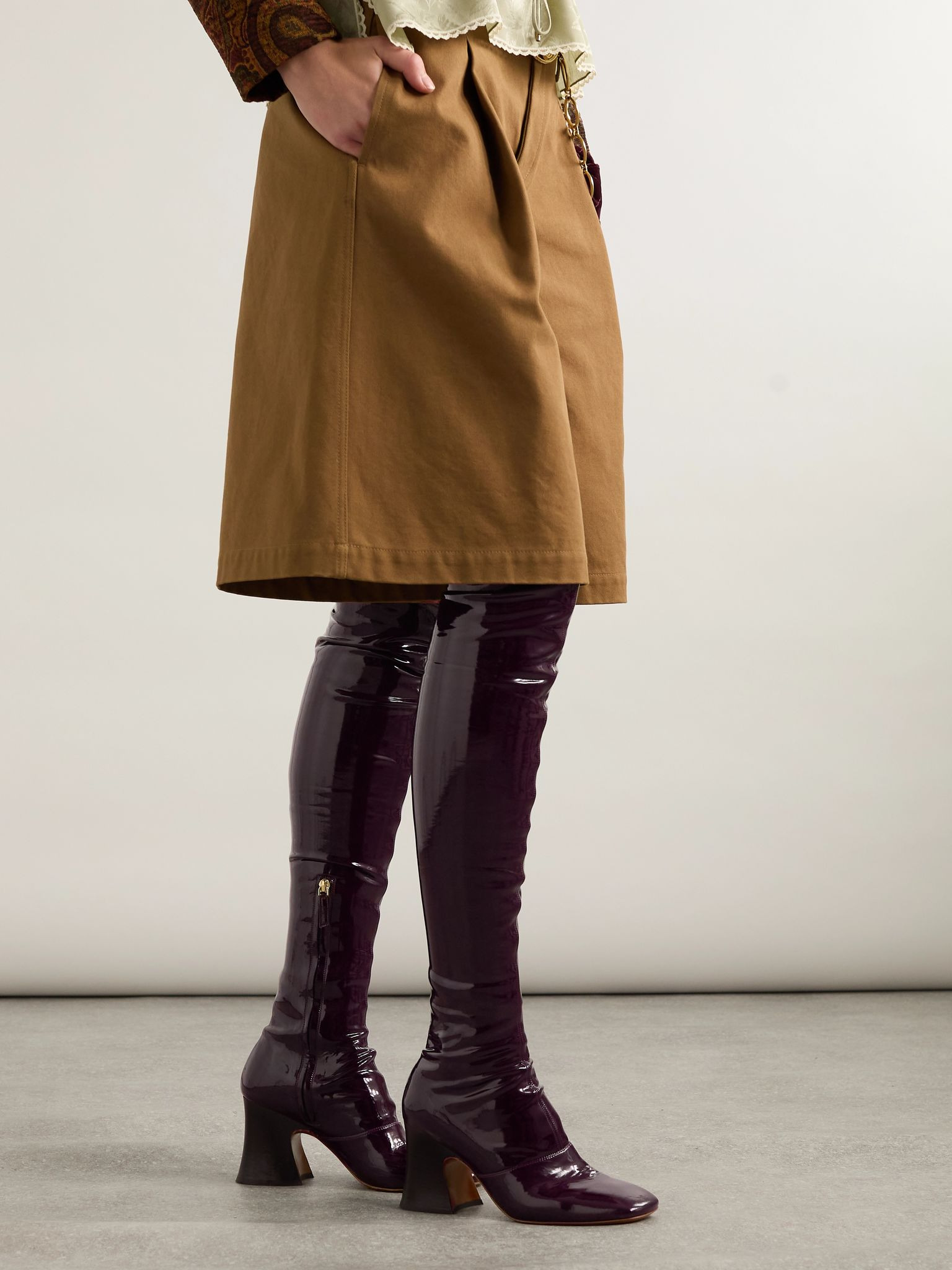 Janis glossed over-the-knee boots Burgundy - 2