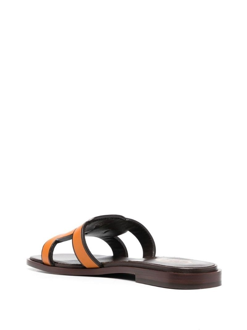 leather logo strap sandals - 3