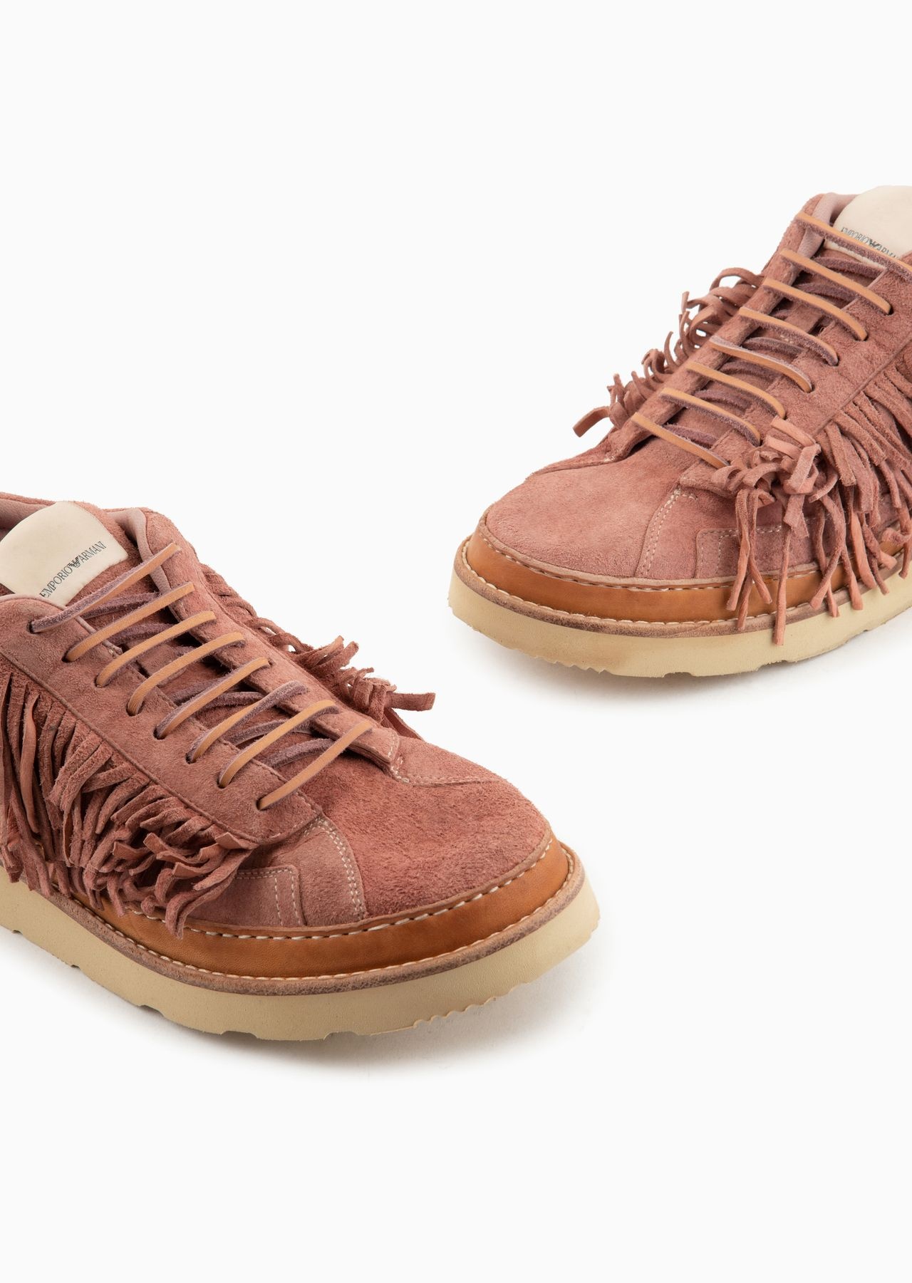 Emporio Armani Sustainability Values Capsule Collection sneakers with all-over buffalo-suede fringe - 5