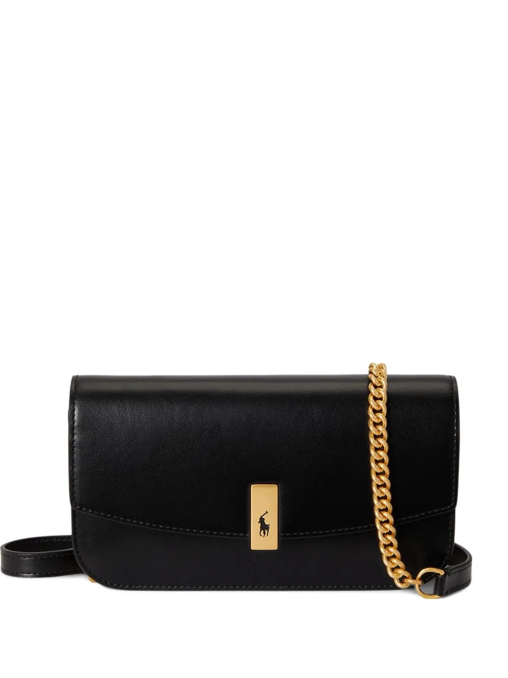 chain-link leather wallet on strap - 1