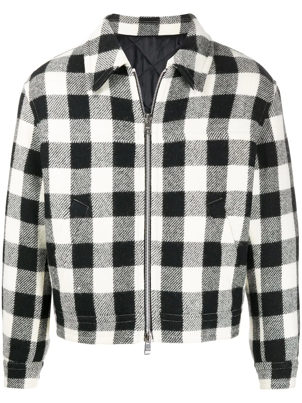 boxy fit checkered zipped jacket - 1