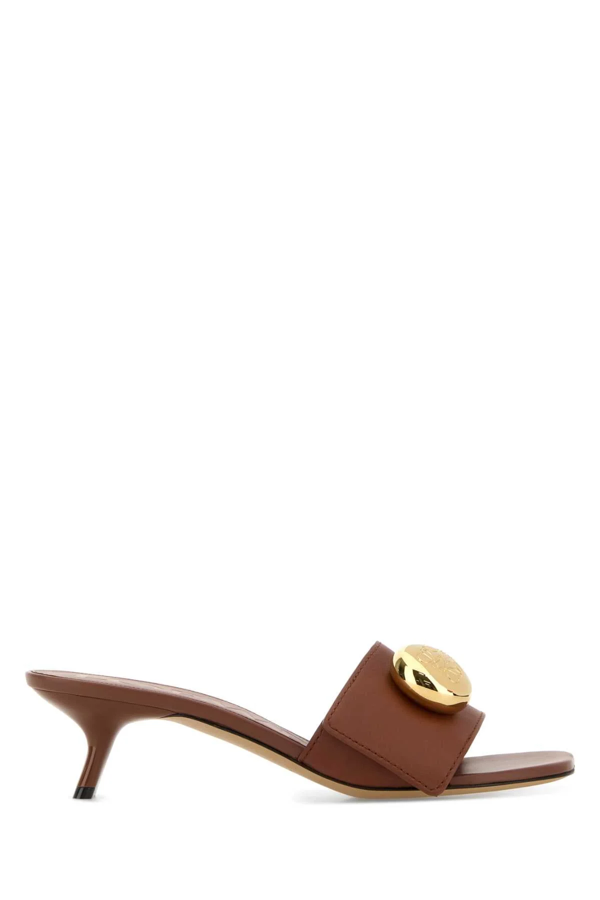 Loewe Women Caramel Leather Pebble Mules - 1