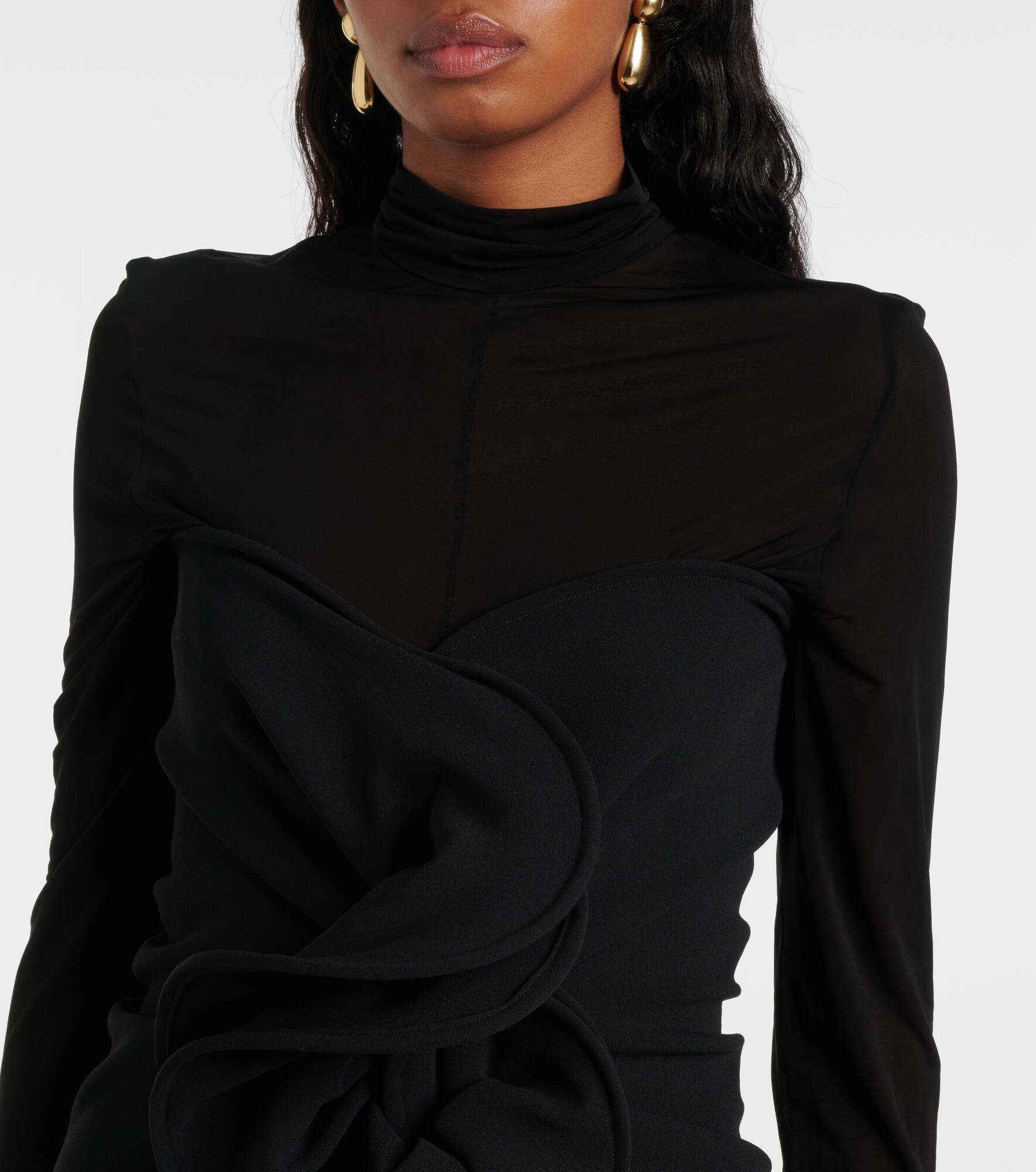 Gathered sheer wool-blend minidress - 4