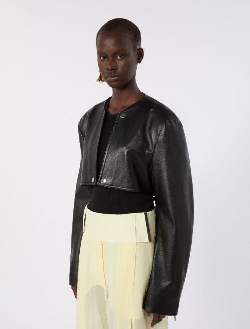 Nappa leather two-piece trench coat - black 5