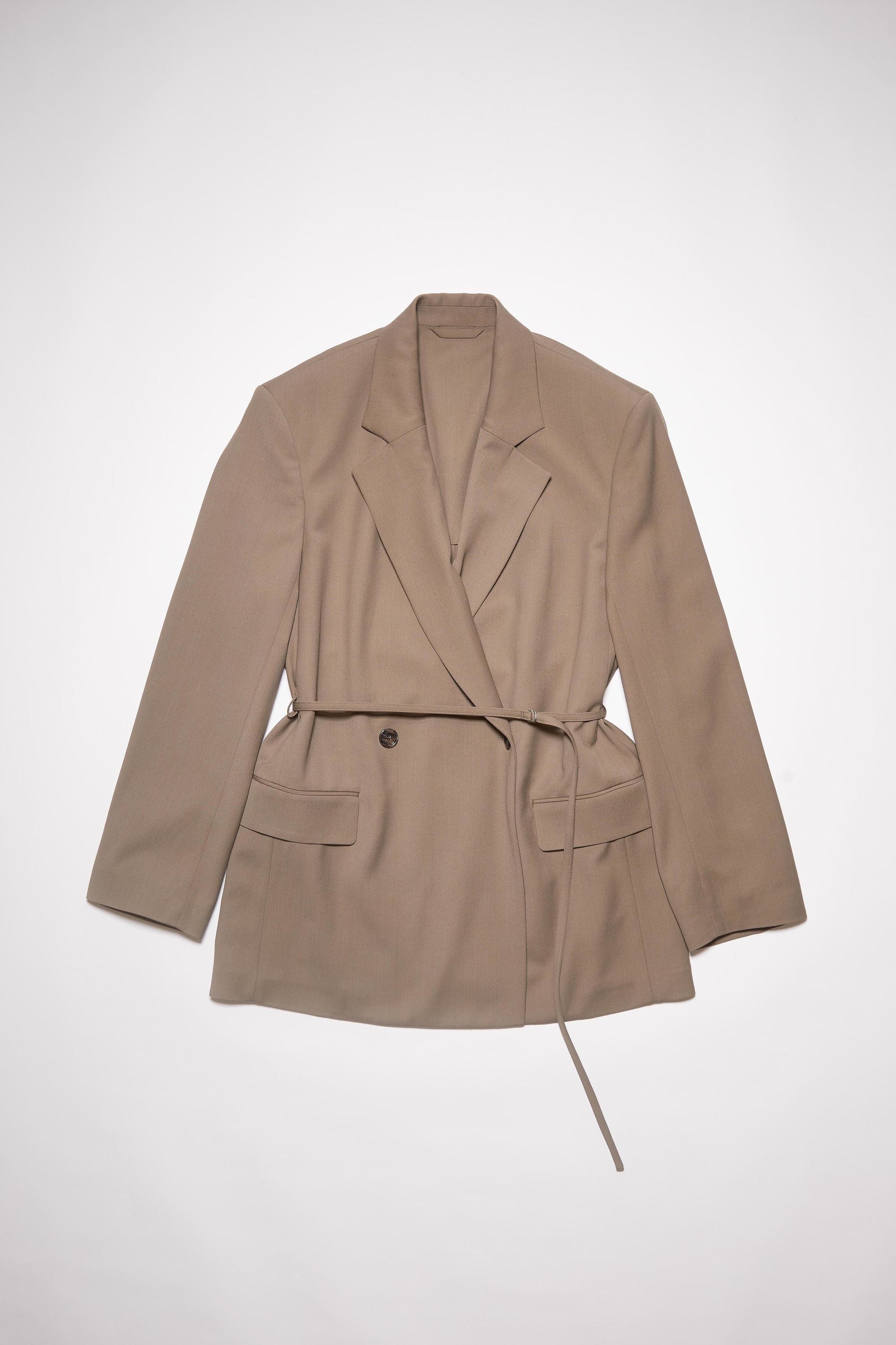 Double-breasted belt suit jacket - Taupe grey - 7