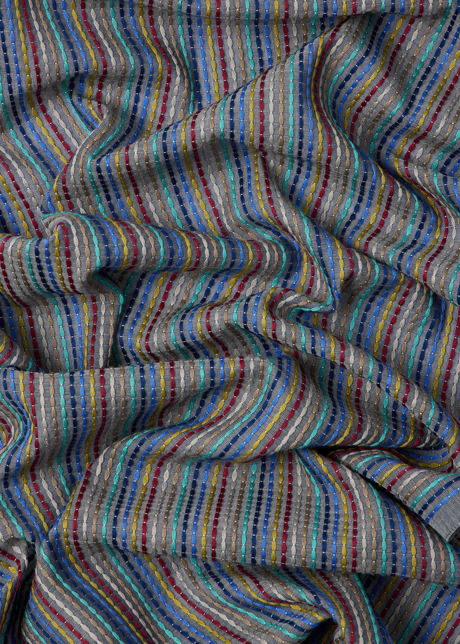 Blue 'Signature Stripe' Stitch Scarf - 3