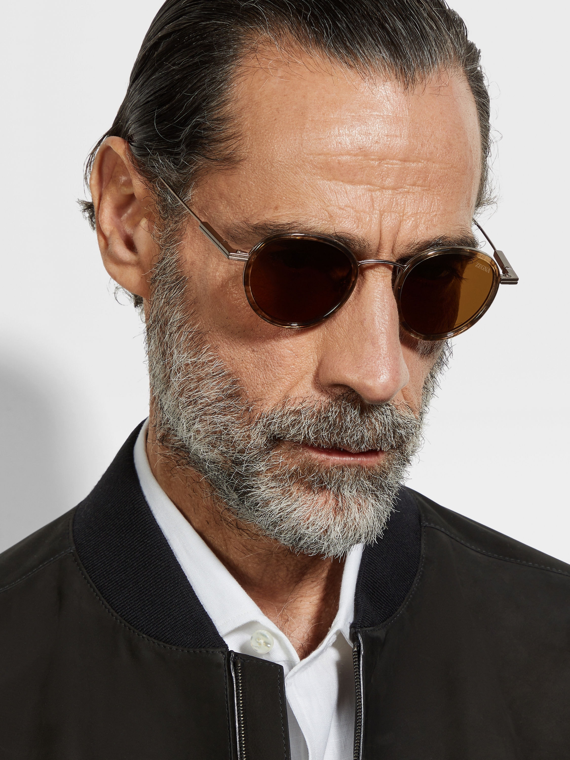 STRIPED HAVANA TITANIUM AND ACETATE SUNGLASSES - 4