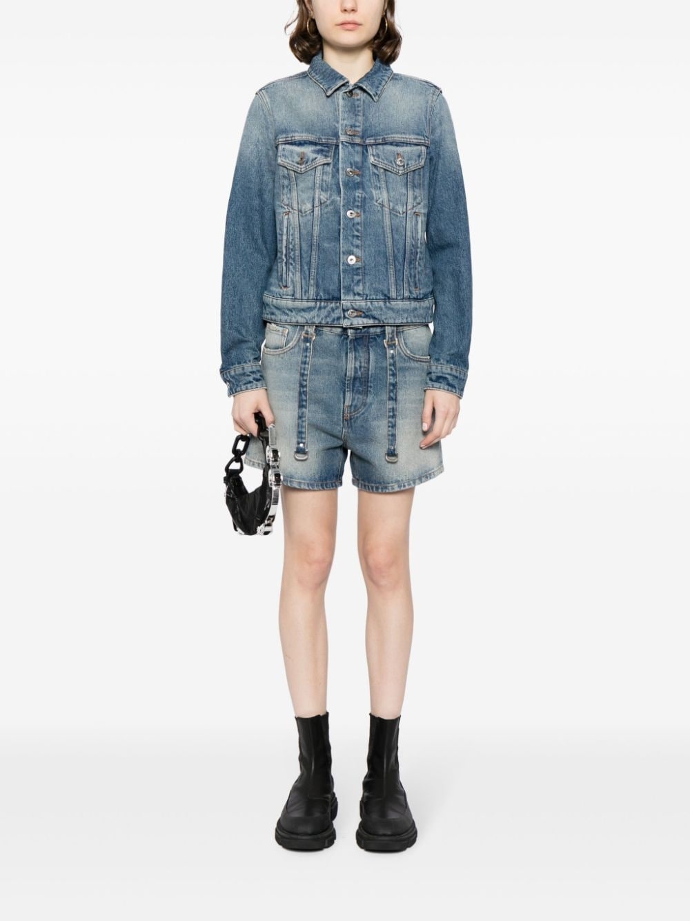 light-wash denim shorts - 2