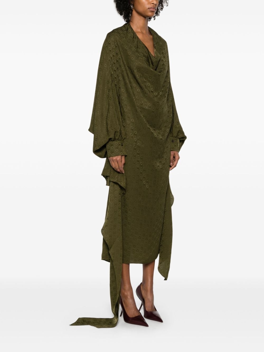 monogram silk dress - 3