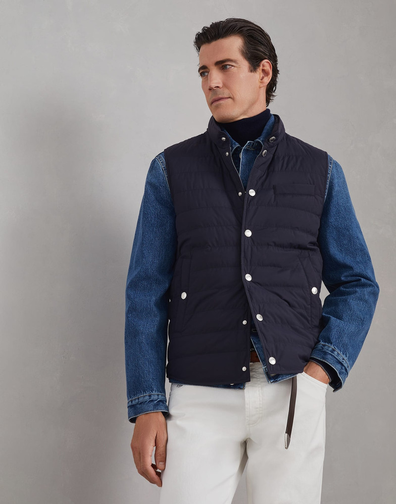 Water-resistant matte nylon lightweight down vest 1