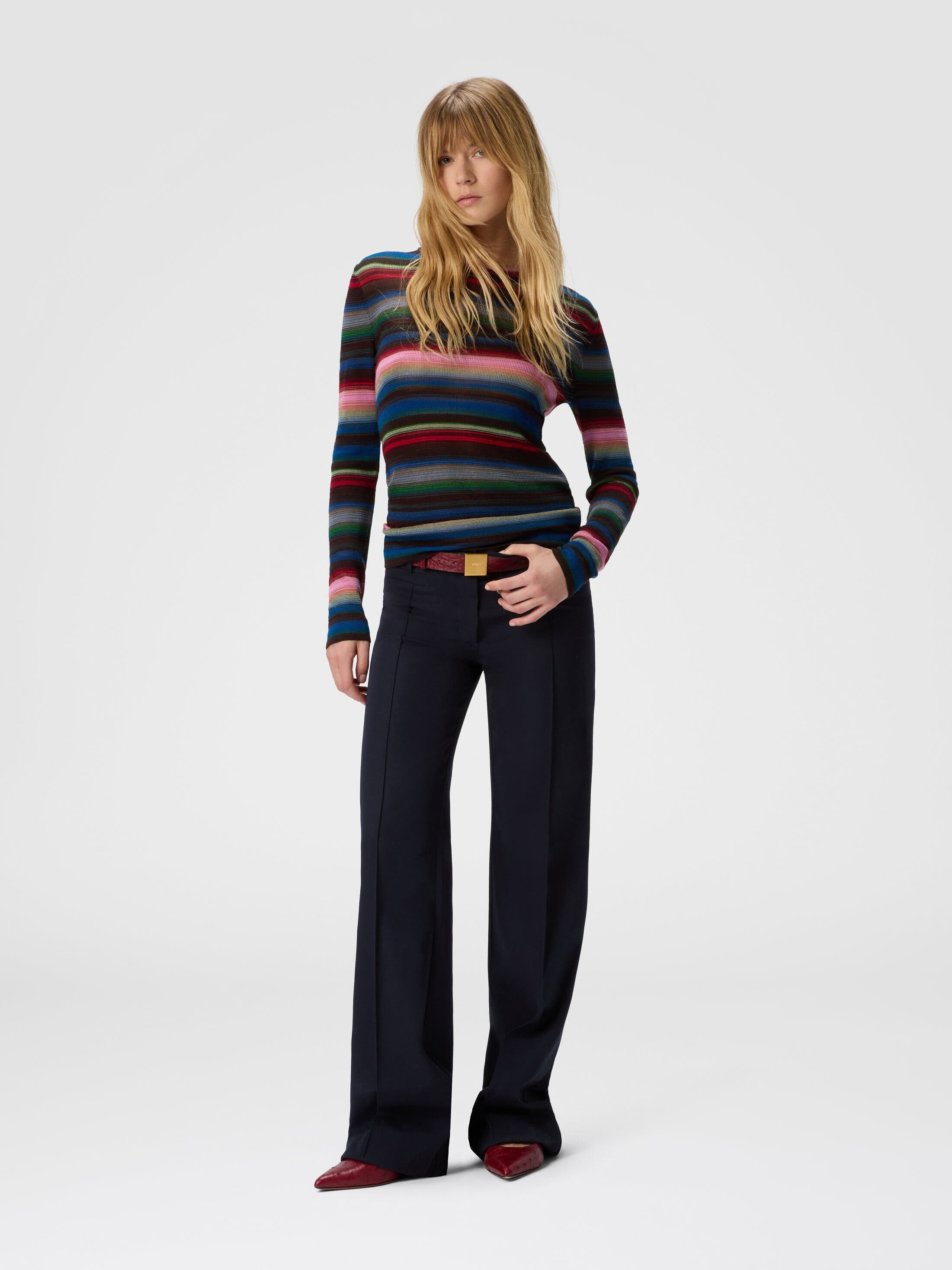 Missoni Striped Crew Neck Sweater in Blue & Pink at Nordstrom - 2