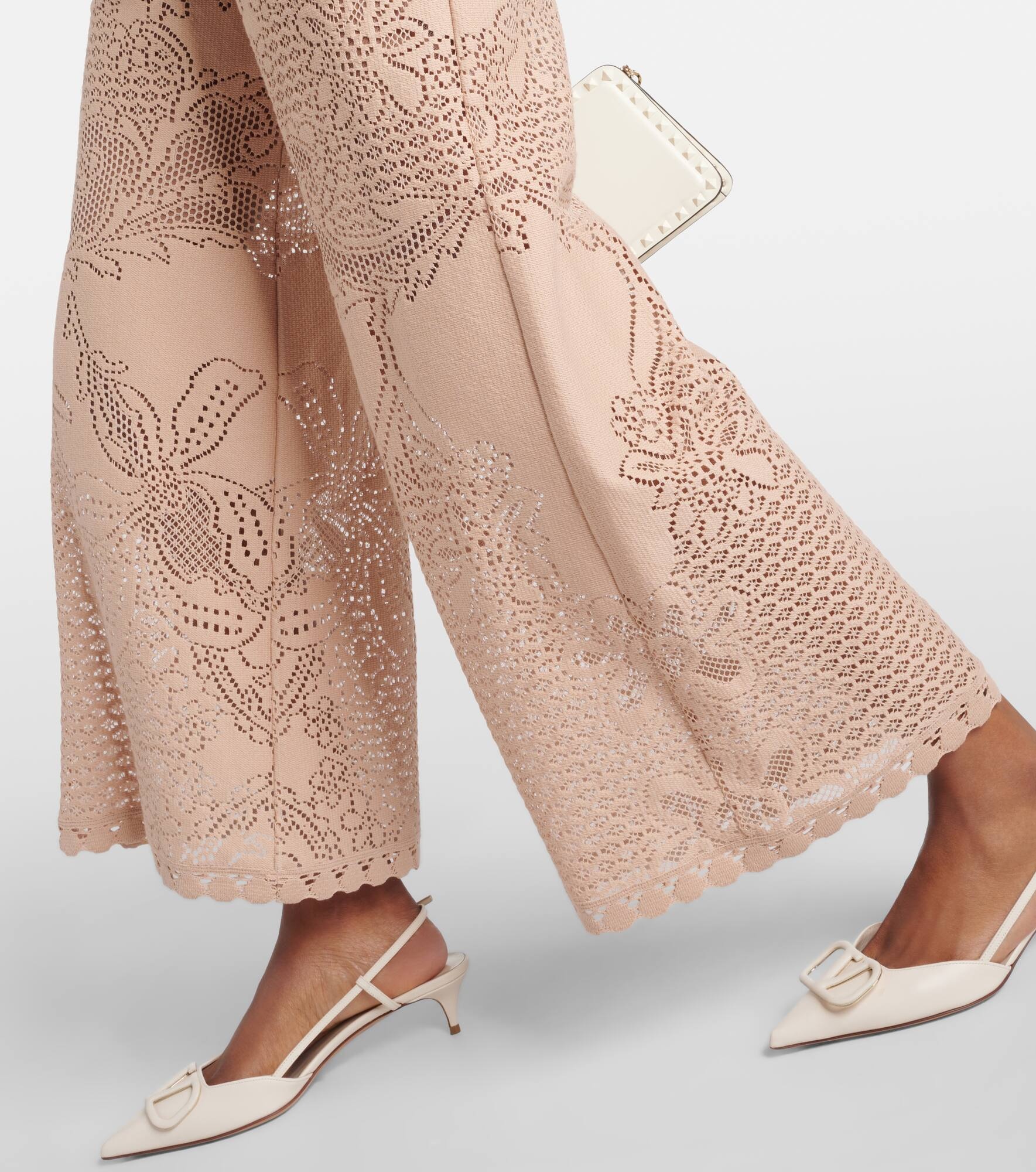 Guipure lace wide-leg pants - 5